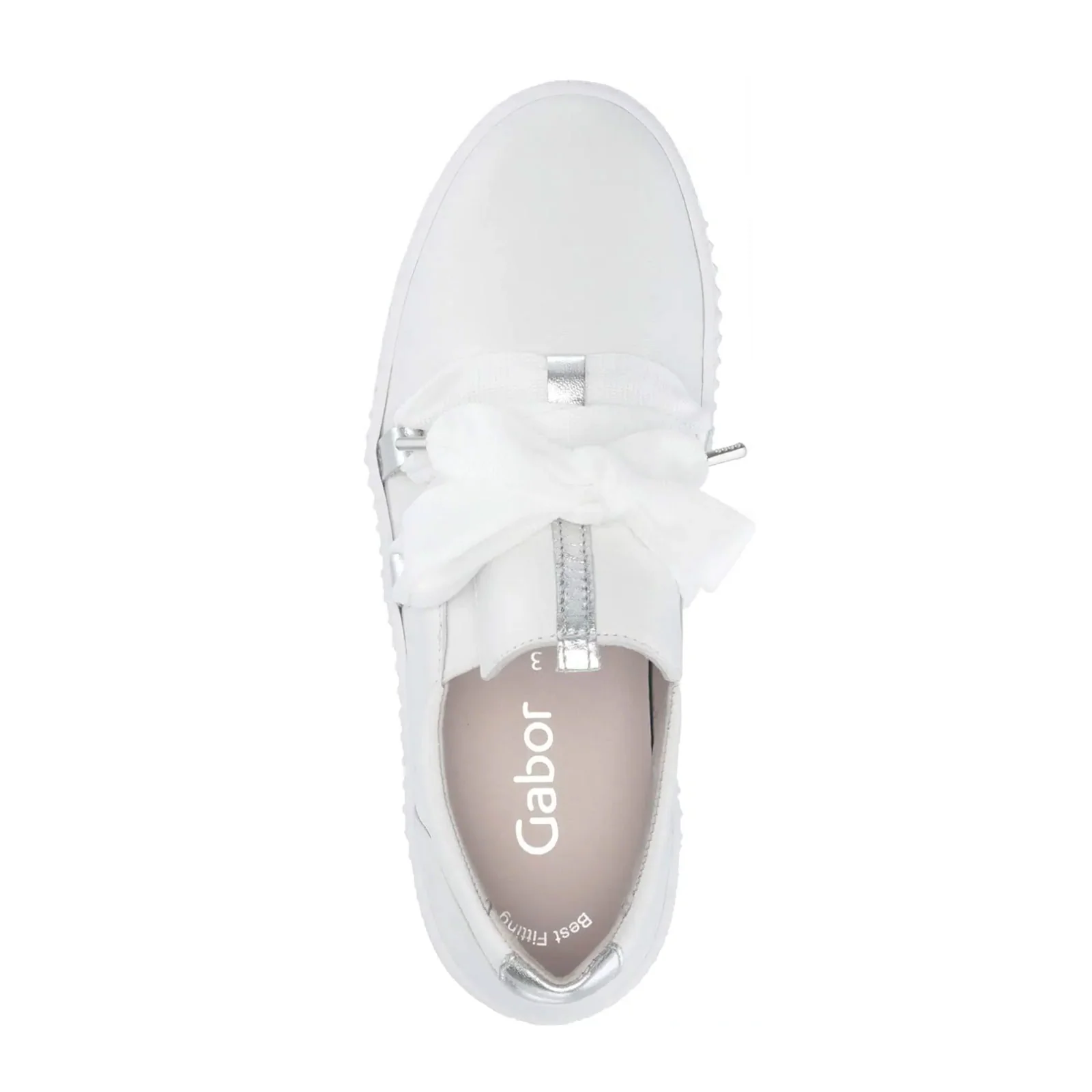 Gabor 333 Bow Sneaker (Women) - Ice/Silver Leather - Image 3