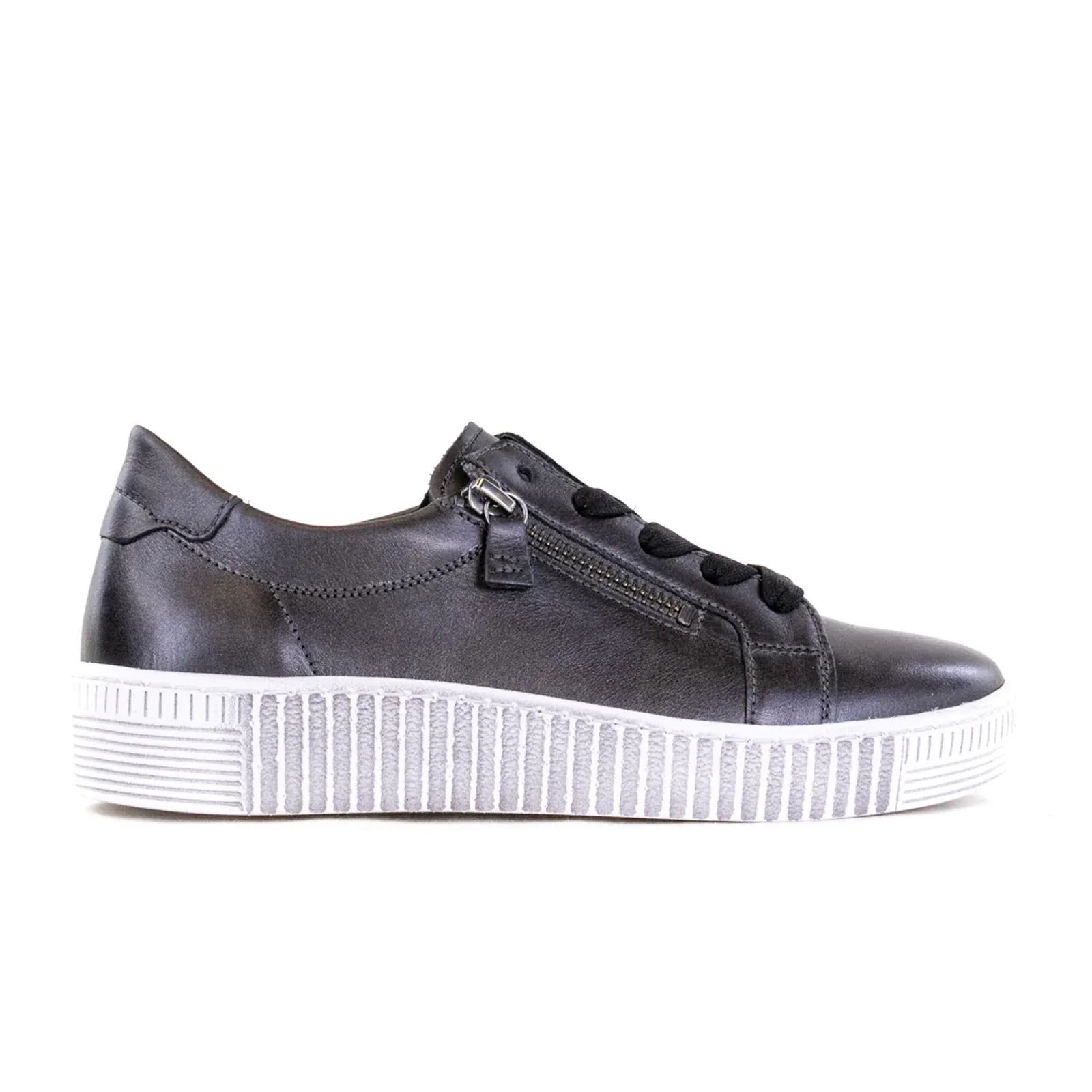 Gabor 334 Double Zip Sneaker (Women) - Anthracite Leather