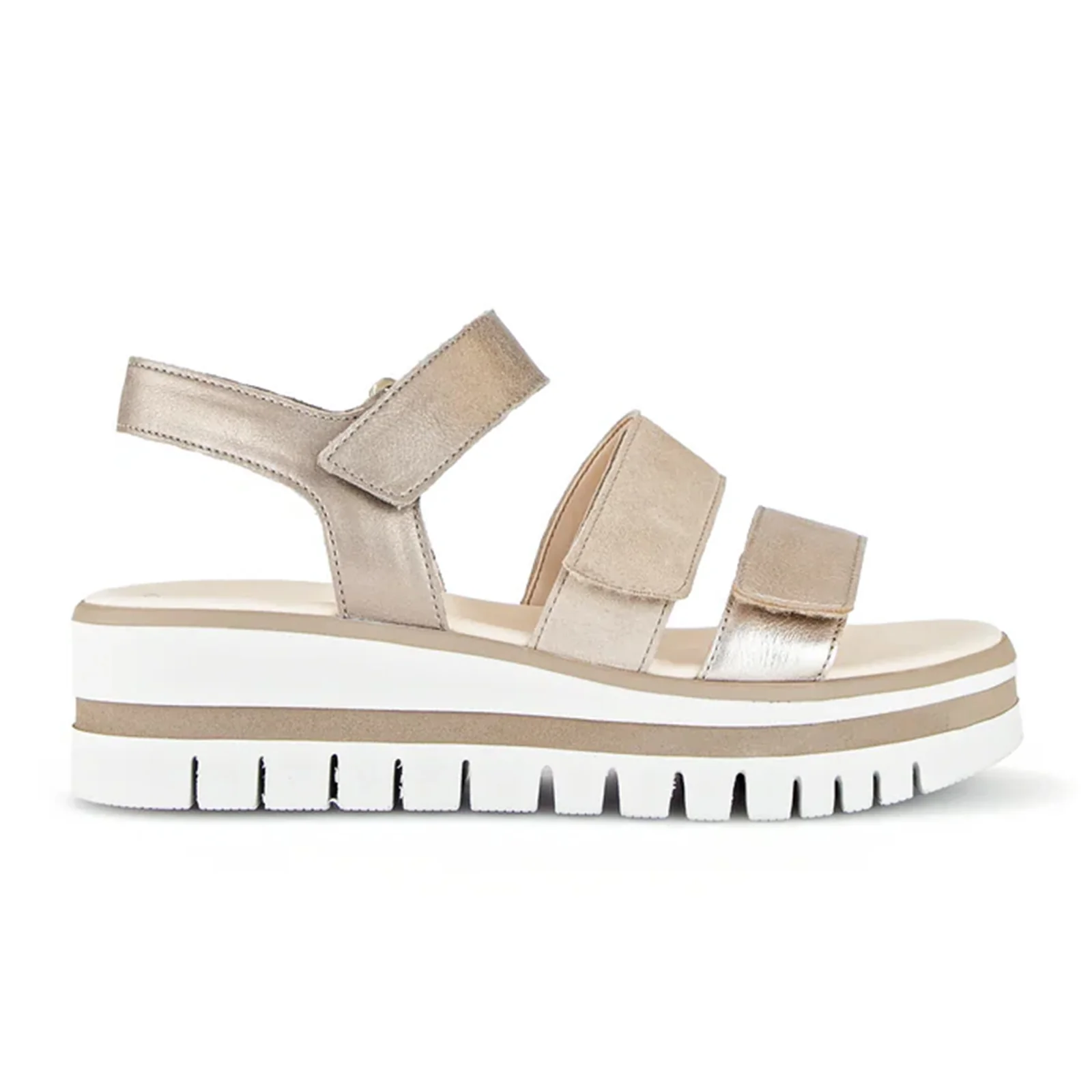 Gabor 620 Platform Wedge Sandal (Women) - Desert Kombi Metallic/Samtchevreau