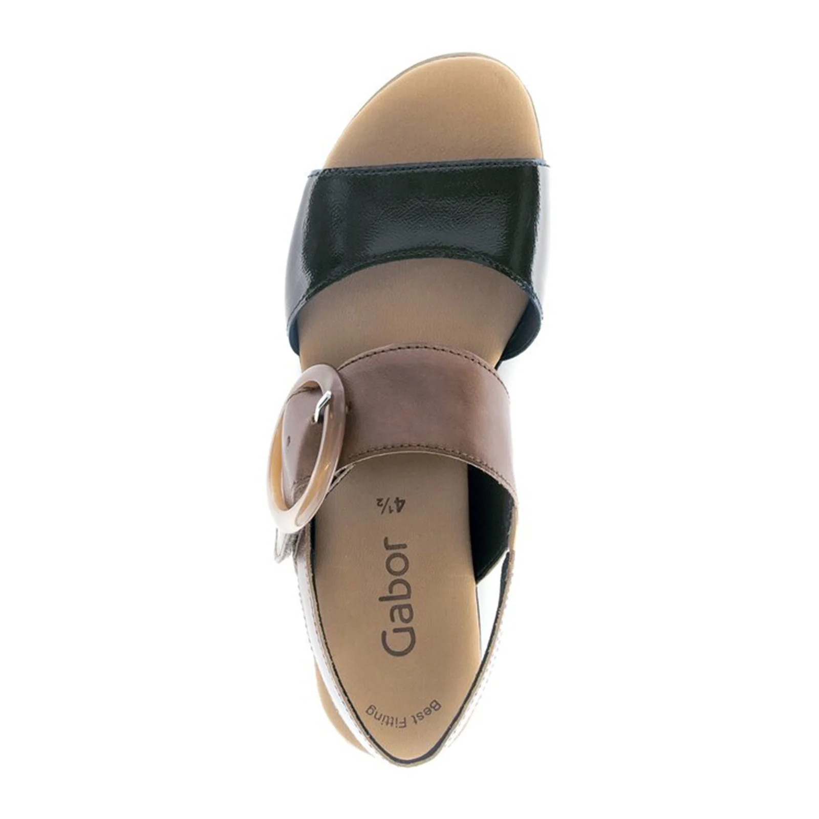 Gabor 645 Slingback Platform Wedge Sandal (Women) - Camel/Black Patent - Image 4
