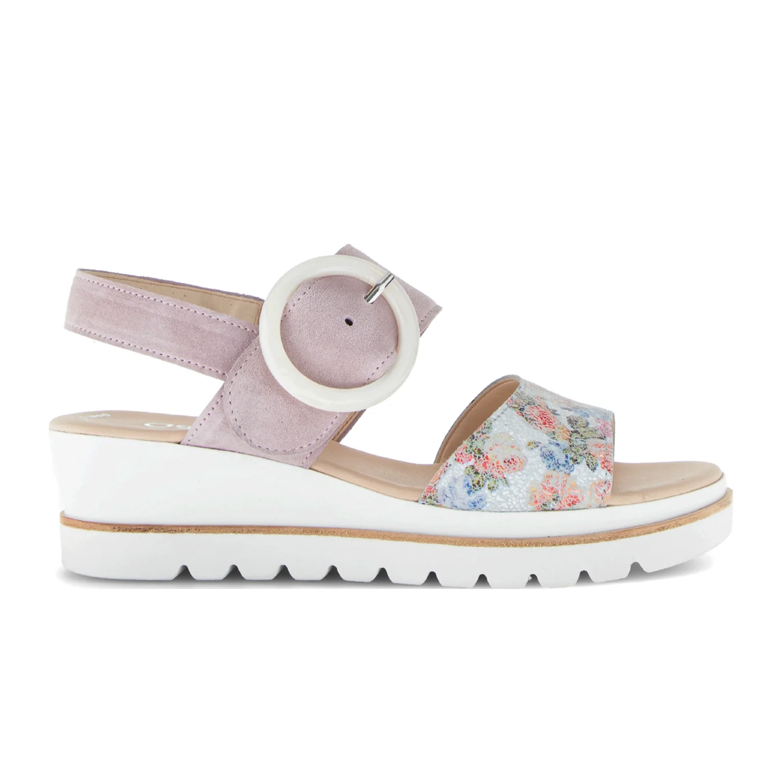 Gabor 645 Slingback Platform Wedge Sandal (Women) - Flower/Dreamvelour/Weiss