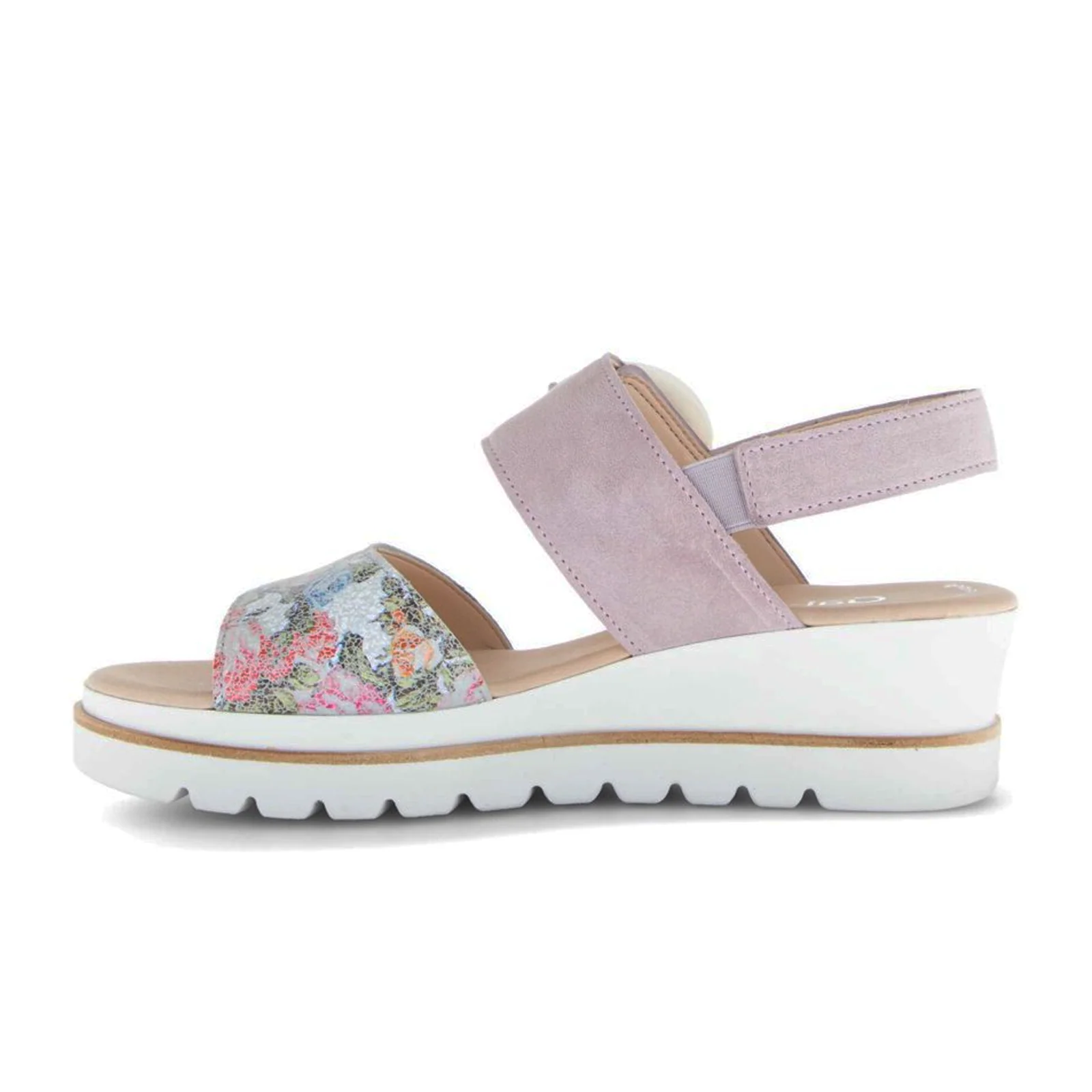 Gabor 645 Slingback Platform Wedge Sandal (Women) - Flower/Dreamvelour/Weiss - Image 2