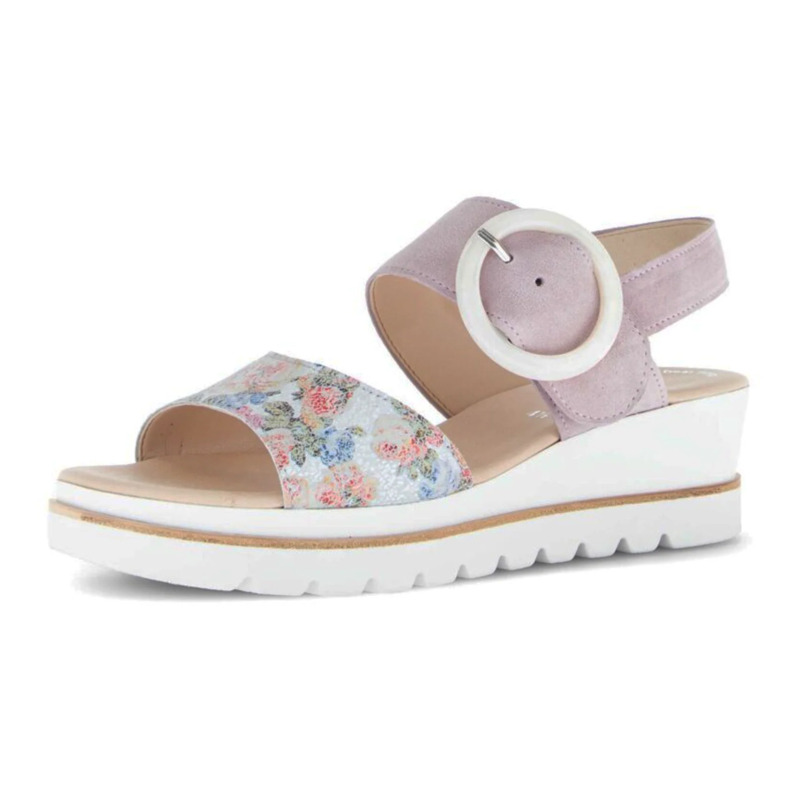 Gabor 645 Slingback Platform Wedge Sandal (Women) - Flower/Dreamvelour/Weiss - Image 3