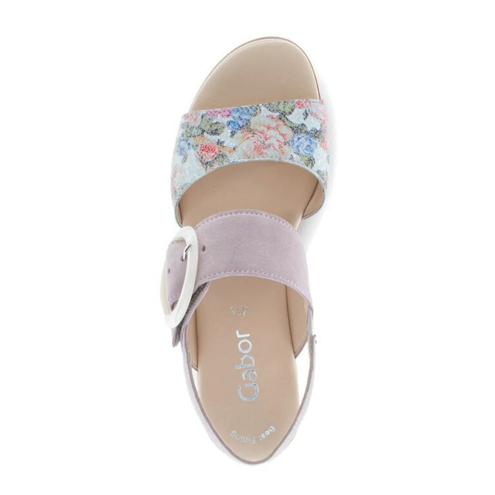 Gabor 645 Slingback Platform Wedge Sandal (Women) - Flower/Dreamvelour/Weiss - Image 5