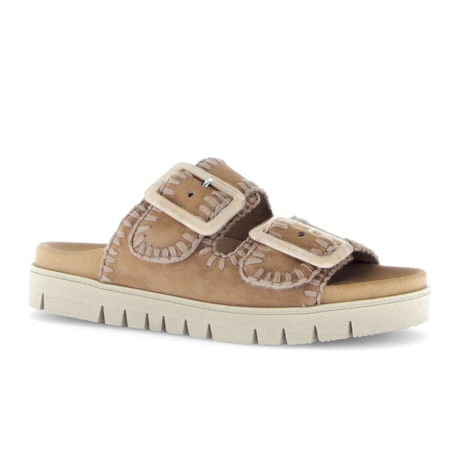 Gabor 741 Stitch Slide Sandal (Women) - Samtchevreau/Walnut - Image 3