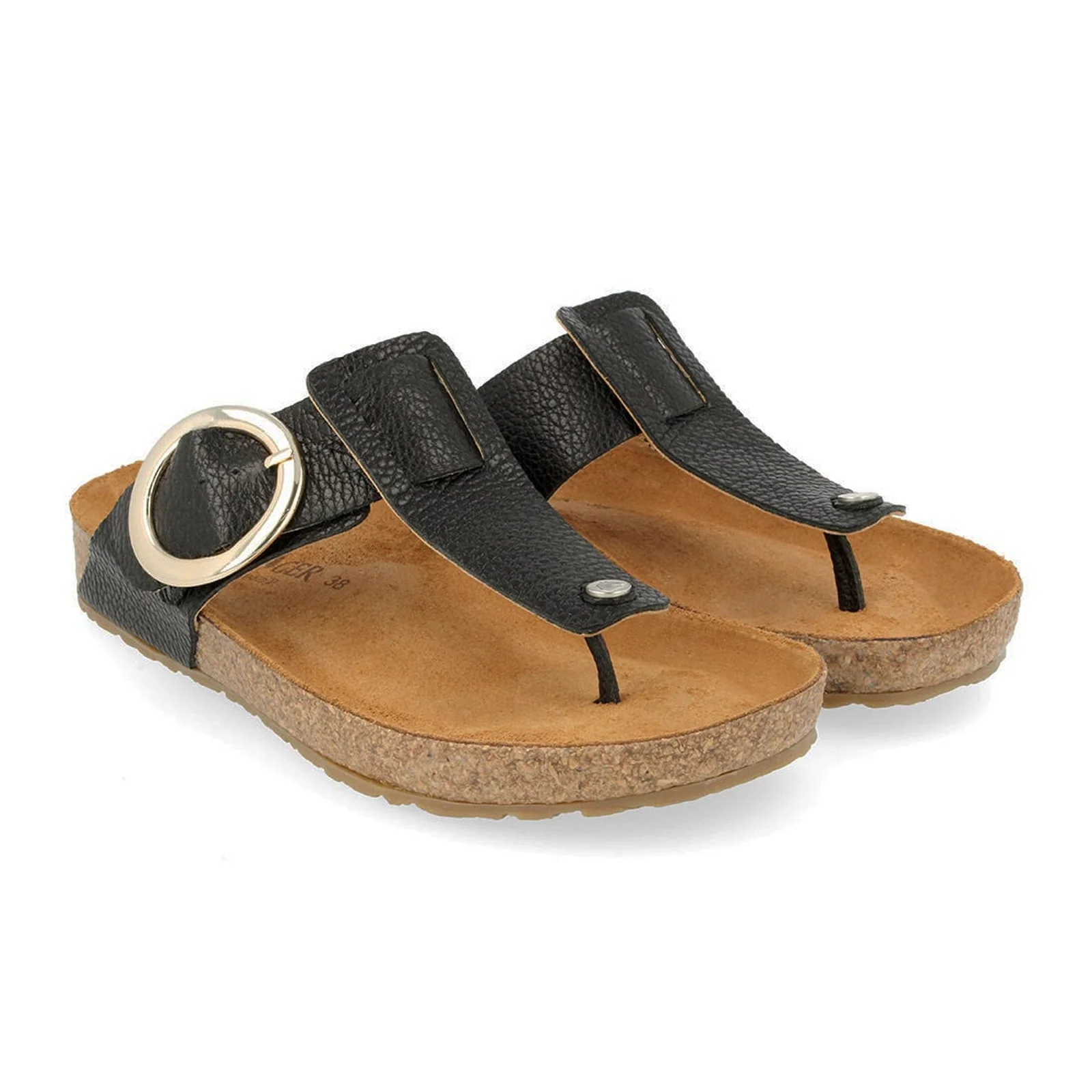 Haflinger Round Buckle Corinna Sandal (Women) - Black Pebble