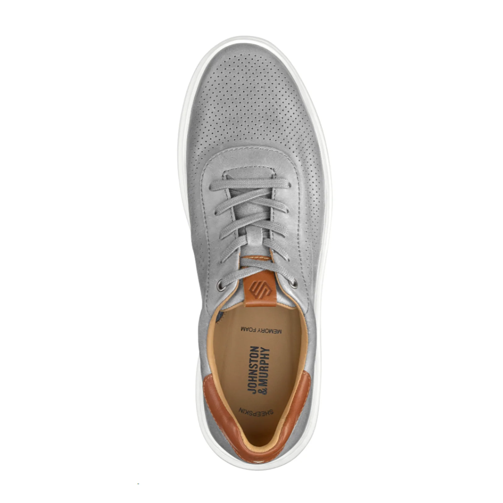 Johnston & Murphy Anders Perfed U-Throat Lace Up (Men) - Gray Full Grain - Image 3