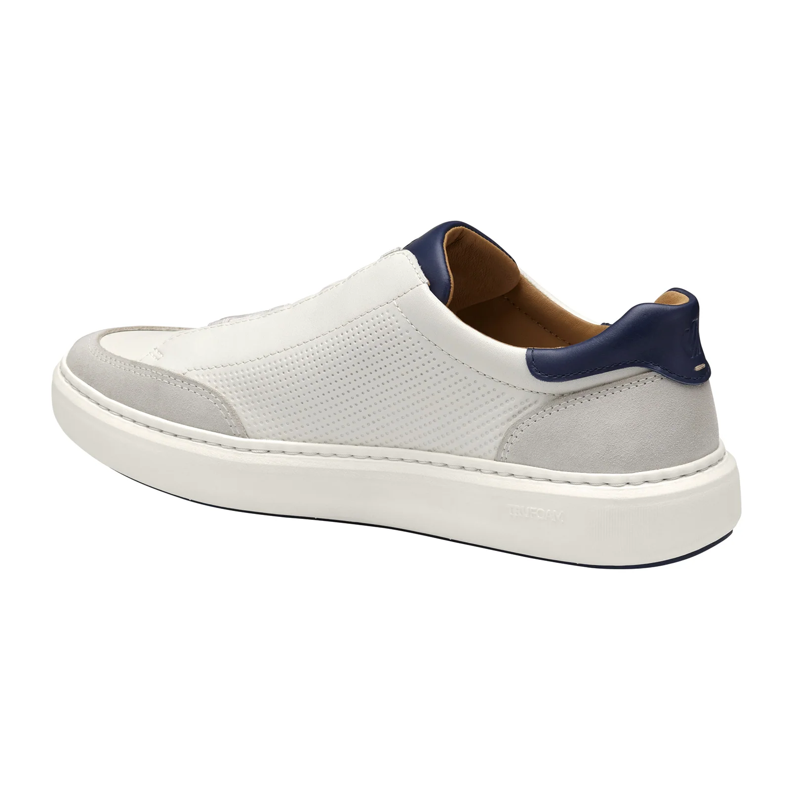 Johnston & Murphy Anders Stretch Lace-To-Toe Sneaker (Men) - White Full Grain/Suede - Image 2