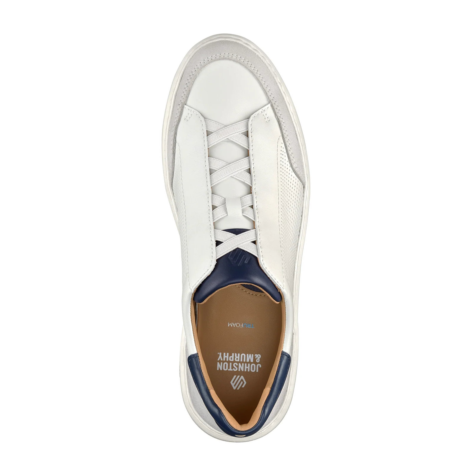 Johnston & Murphy Anders Stretch Lace-To-Toe Sneaker (Men) - White Full Grain/Suede - Image 6
