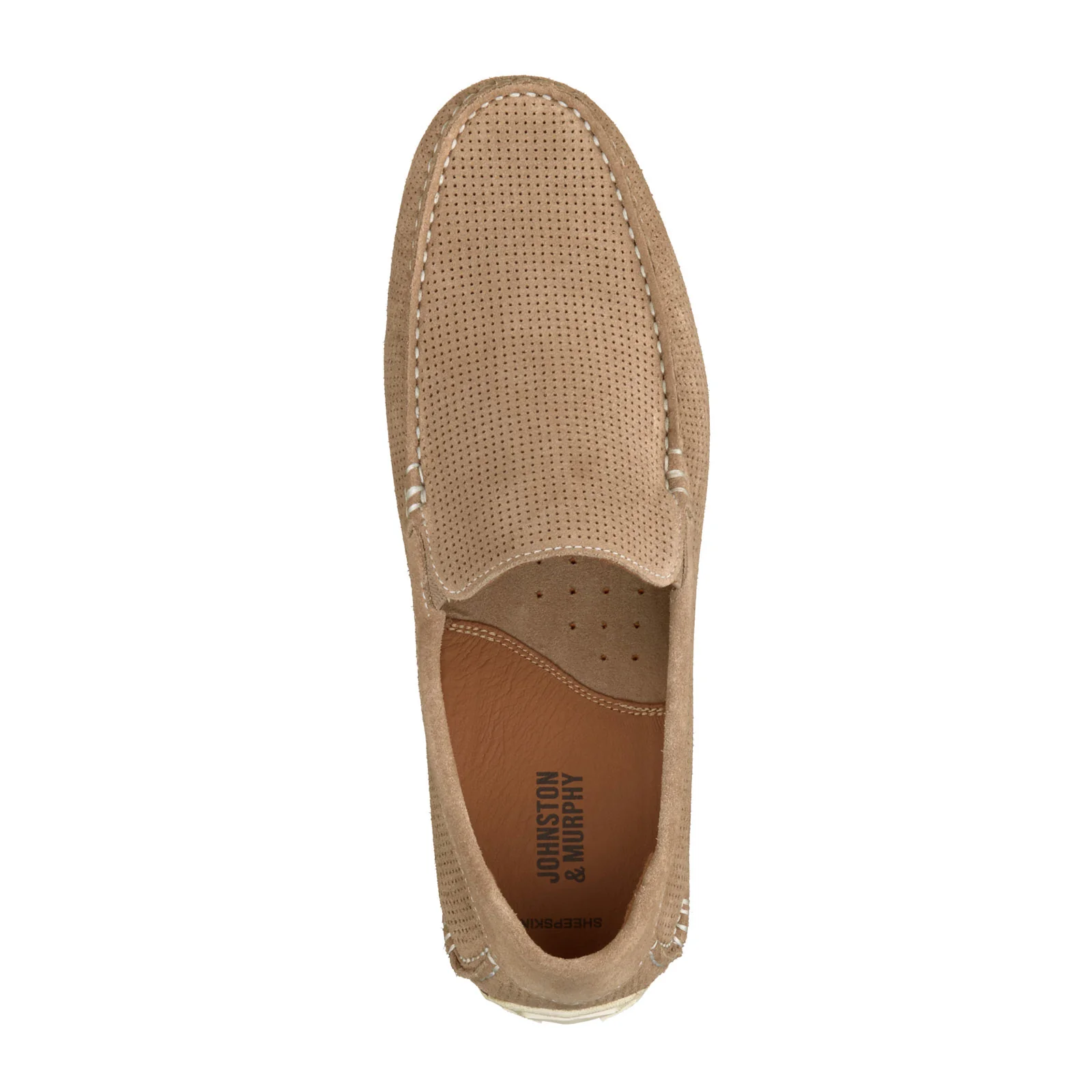 Johnston & Murphy Court Venetian Loafer (Men) - Beige Perfed Nubuck - Image 2