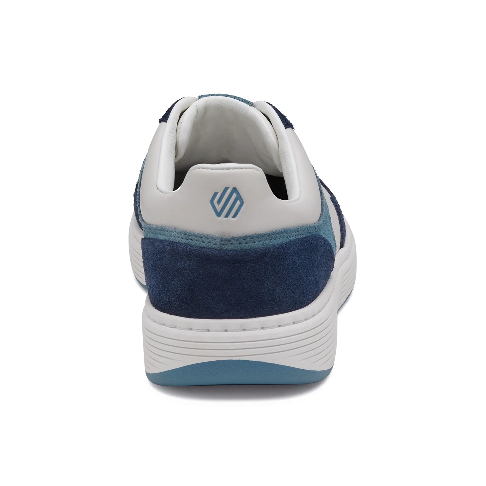 Johnston & Murphy Dawson Moc Toe U-Throat Sneaker (Men) - White Full Grain/Blue/Navy Suede - Image 5
