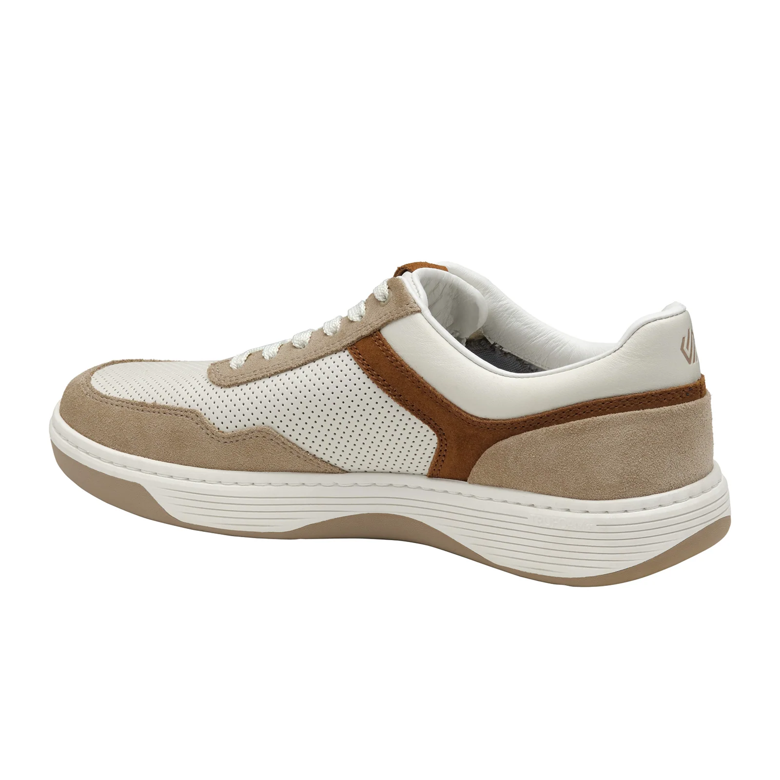 Johnston & Murphy Dawson Moc Toe U-Throat Sneaker (Men) - White Full Grain/Taupe Suede - Image 2