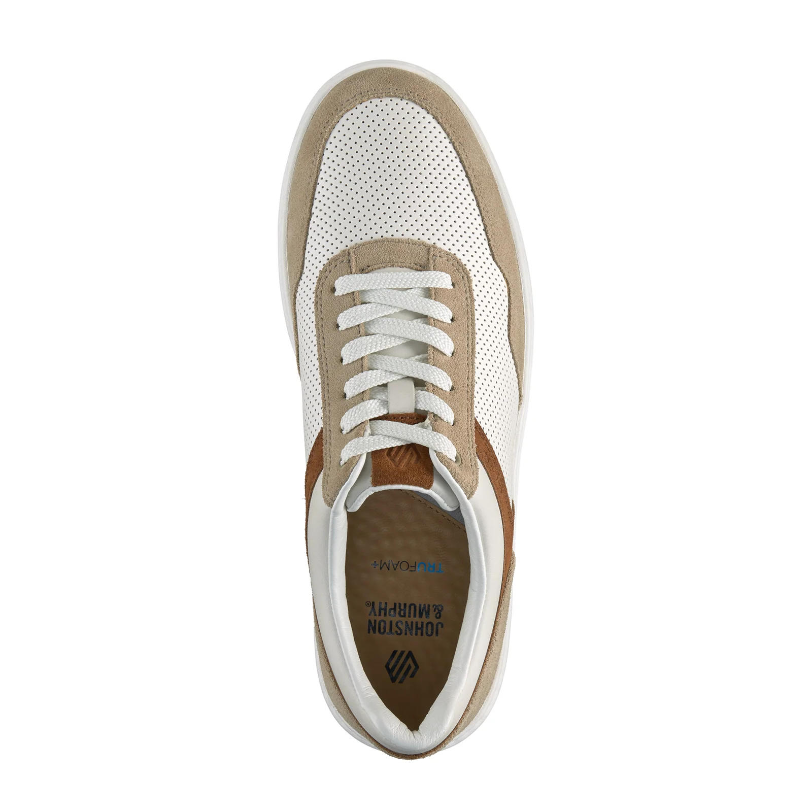 Johnston & Murphy Dawson Moc Toe U-Throat Sneaker (Men) - White Full Grain/Taupe Suede - Image 5