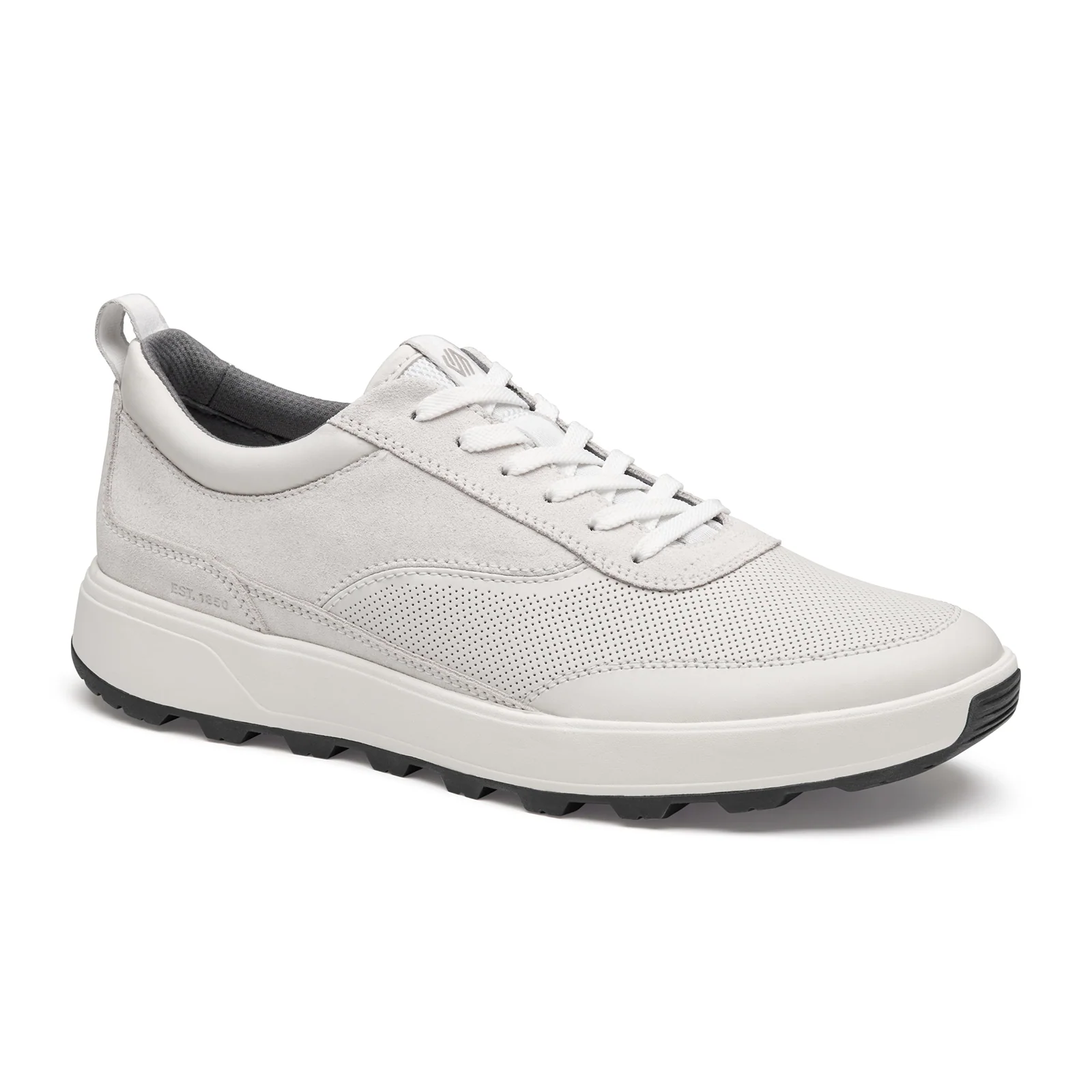 Johnston & Murphy Lucas U-Throat Sneaker (Men) - White Full Grain/Suede