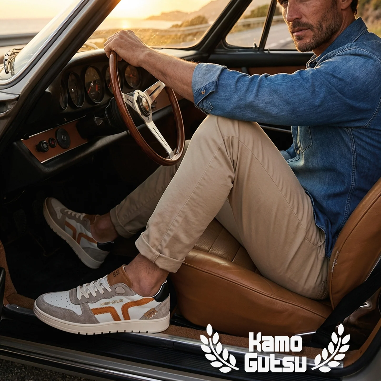 Kamo-Gutsu CAMPO 048 Sneaker (Men) - Beige/Arancio - Image 3