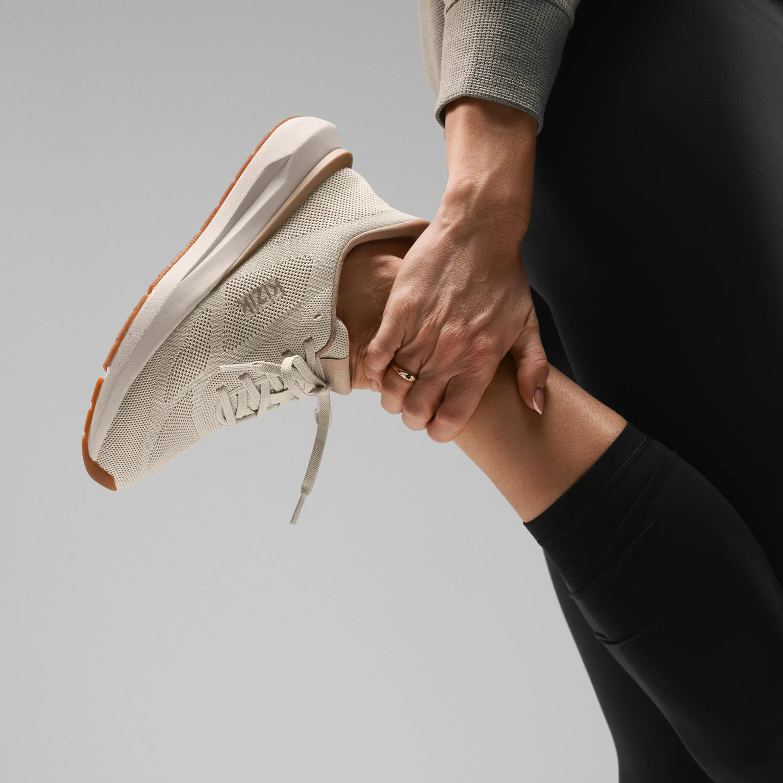 Kizik Athens 2 Knit Sneaker (Women) - Oatmeal/Warm Taupe - Image 11