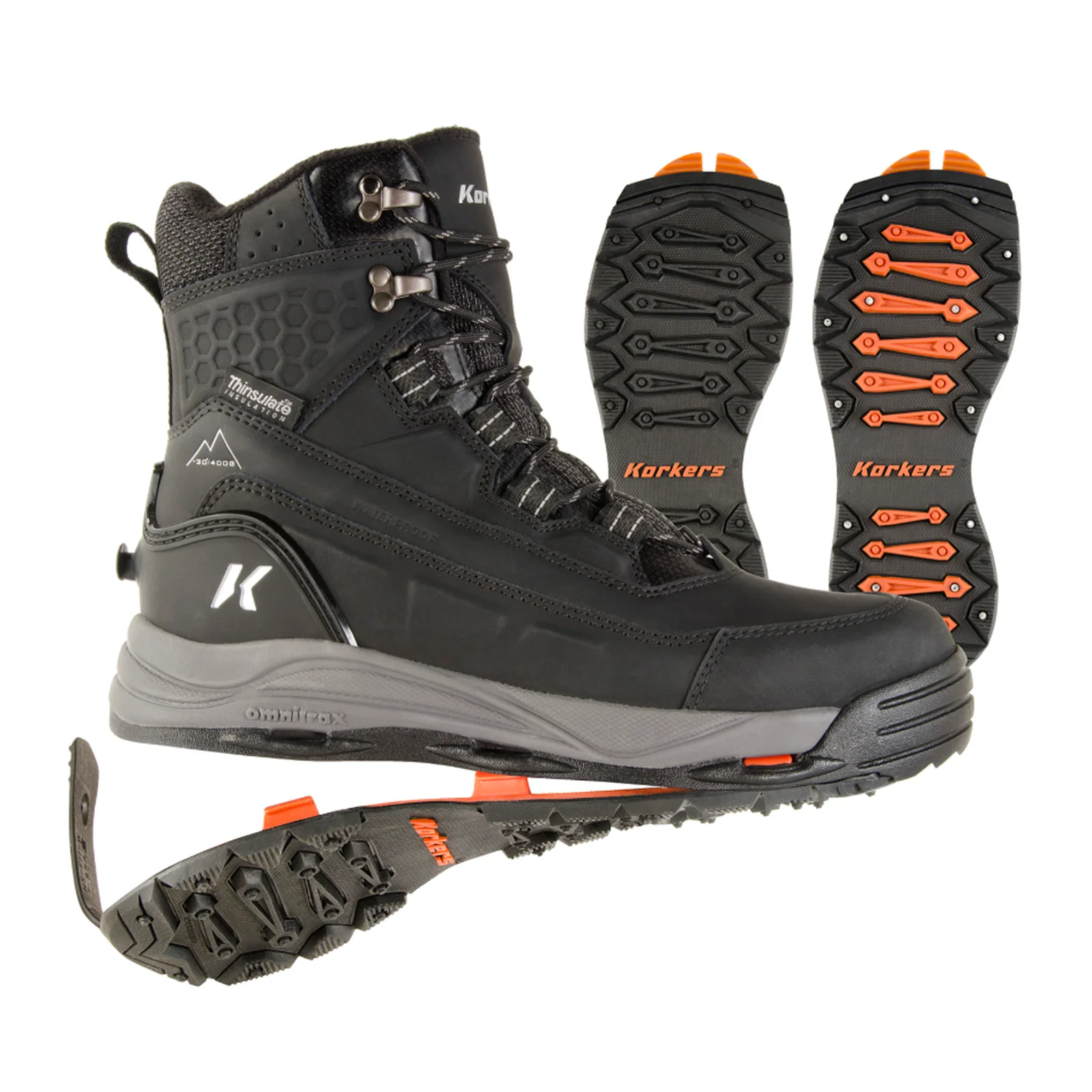 Korkers Snowmageddon Insulated Waterproof Boot with SnowTrac Sole (Men) - Black