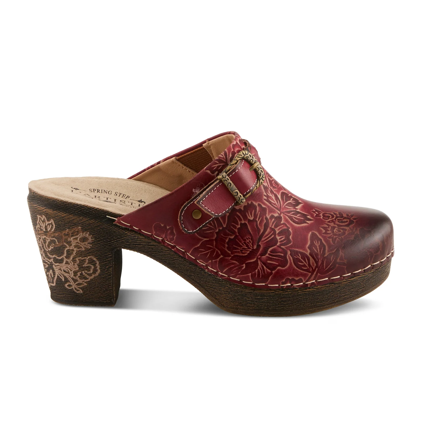 L'Artiste Calliroe Heeled Clog (Women) - Dark Red Multi