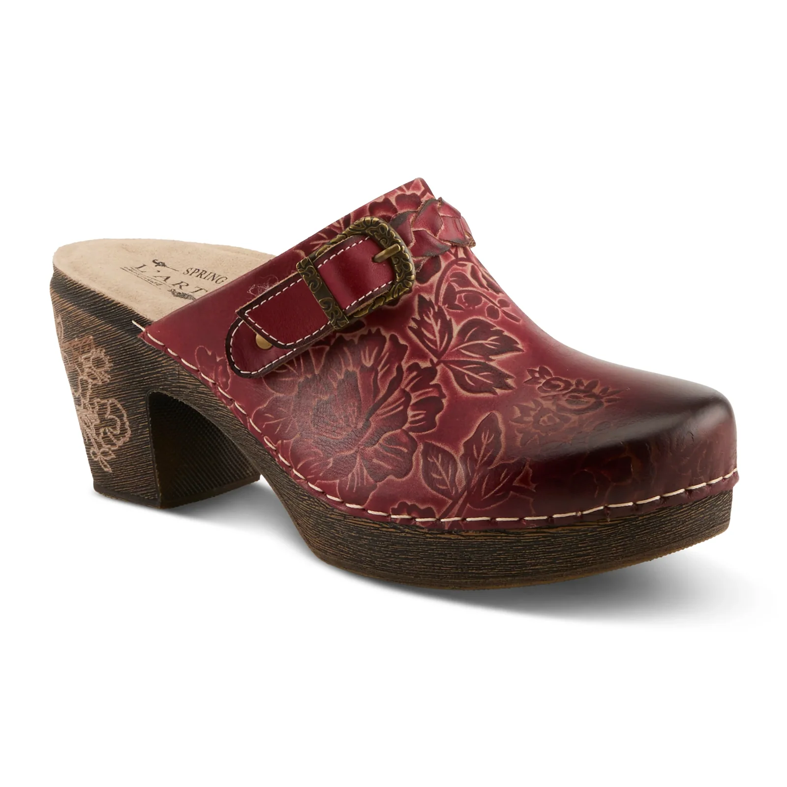 L'Artiste Calliroe Heeled Clog (Women) - Dark Red Multi - Image 3