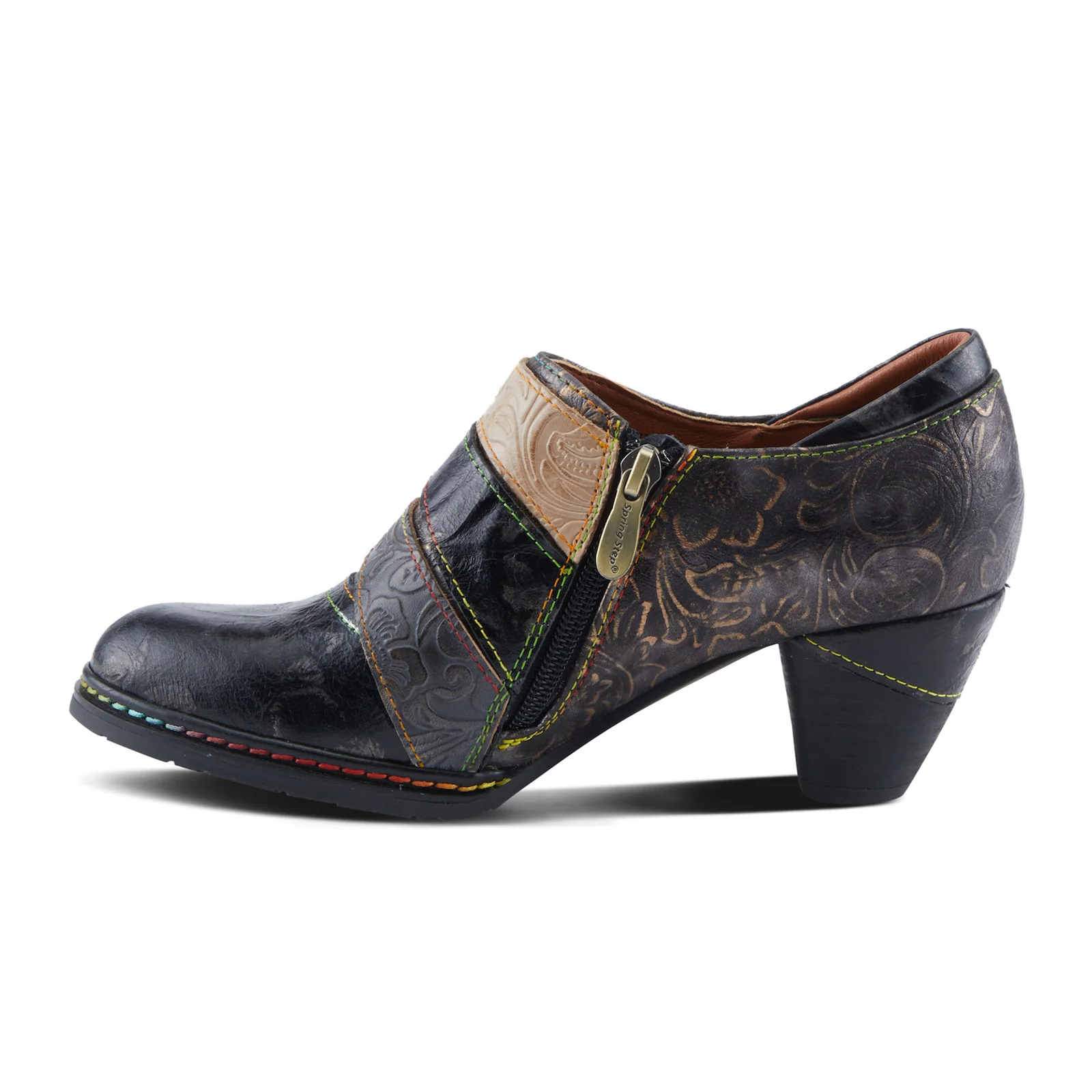 L'Artiste Graphic Heeled Ankle Boot (Women) - Black Metallic - Image 2