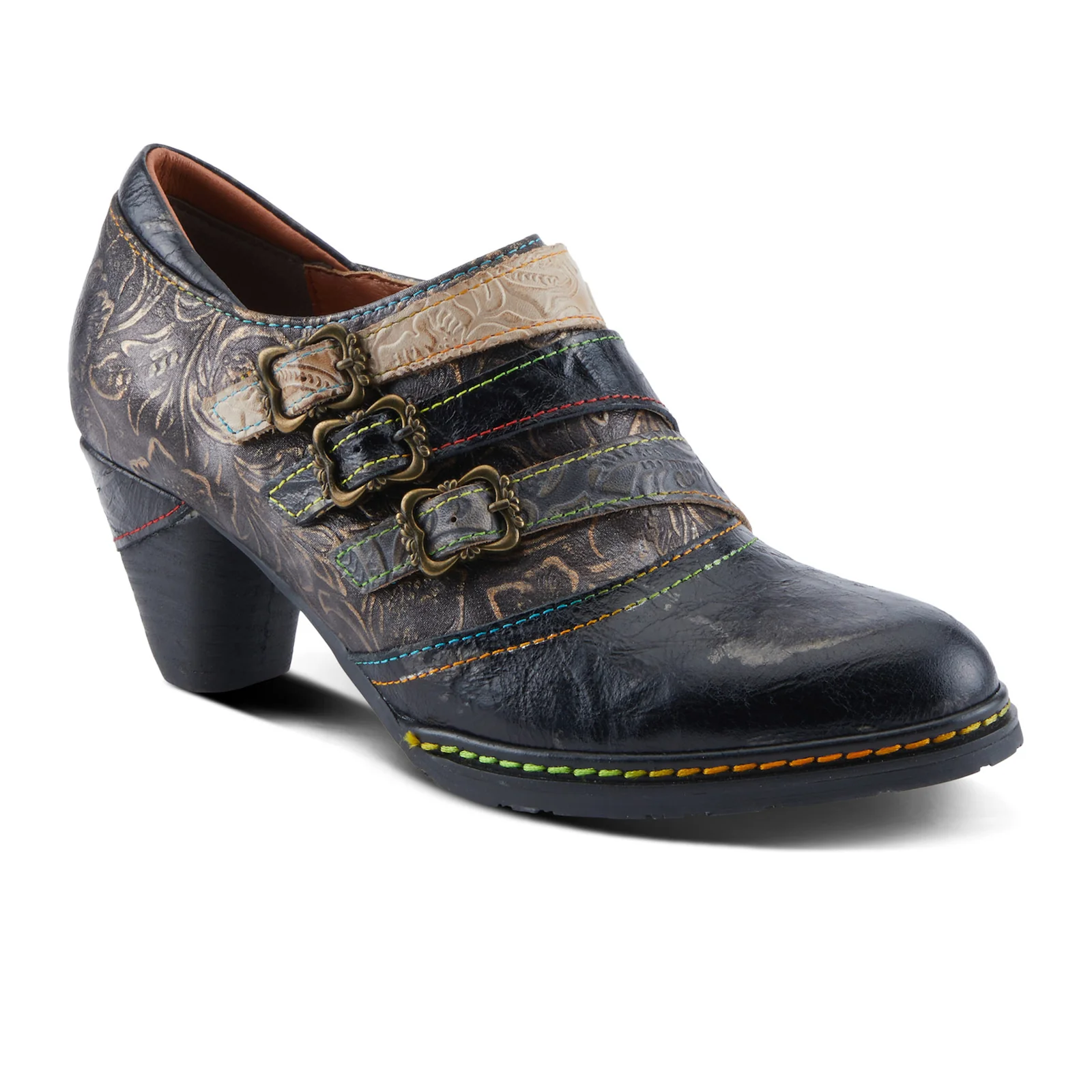 L'Artiste Graphic Heeled Ankle Boot (Women) - Black Metallic - Image 3