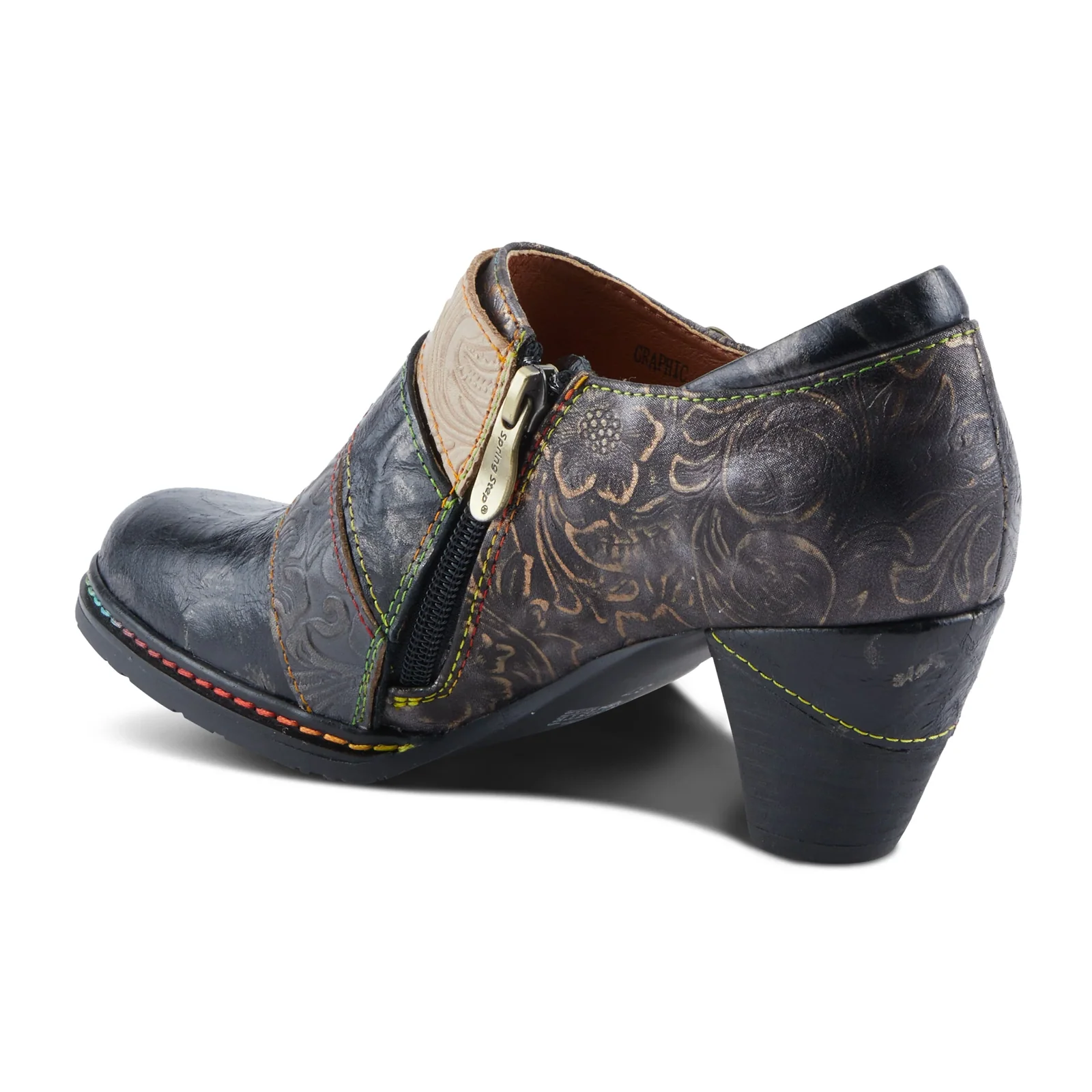 L'Artiste Graphic Heeled Ankle Boot (Women) - Black Metallic - Image 4