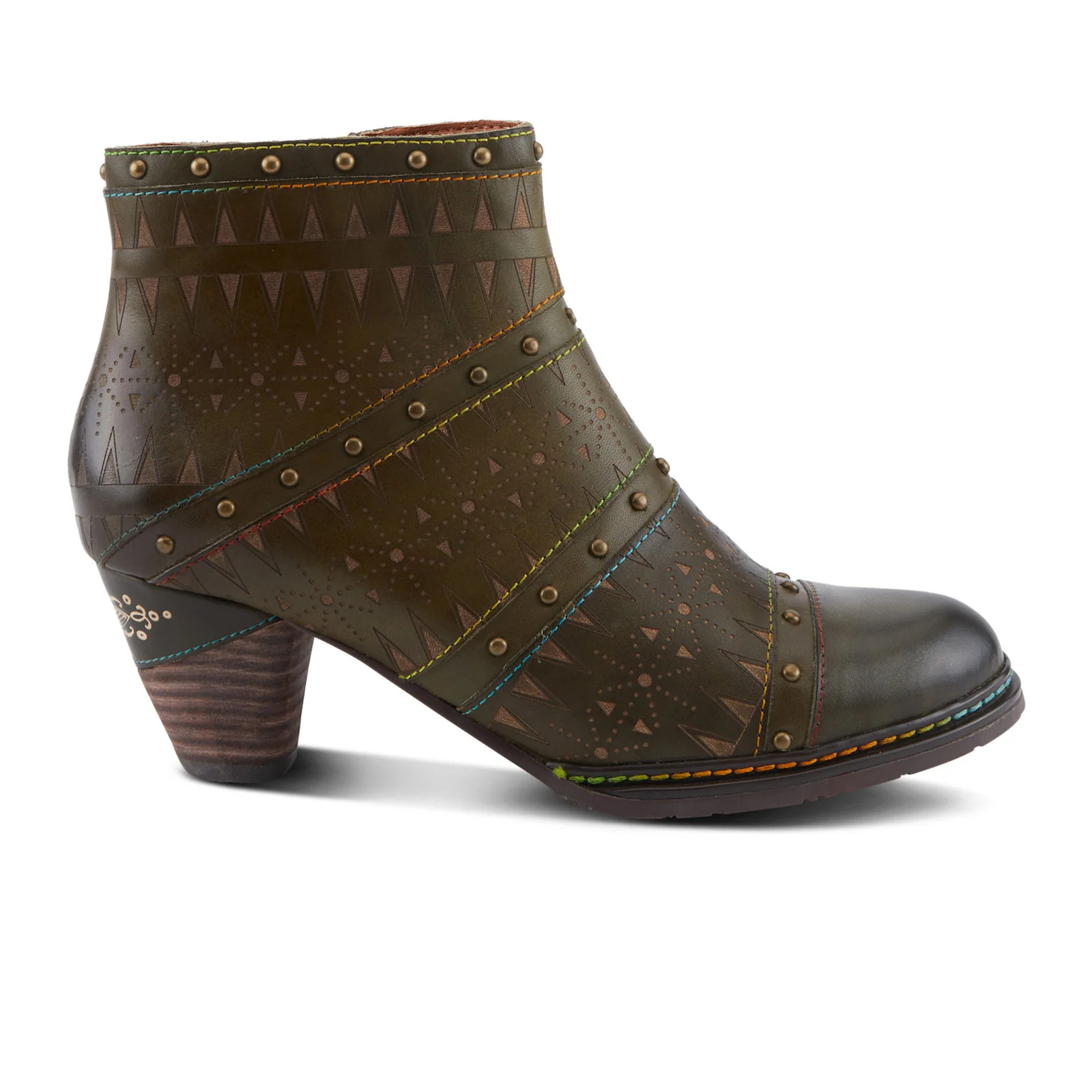 L'Artiste Niobe Heeled Ankle Boot (Women) - Olive Multi