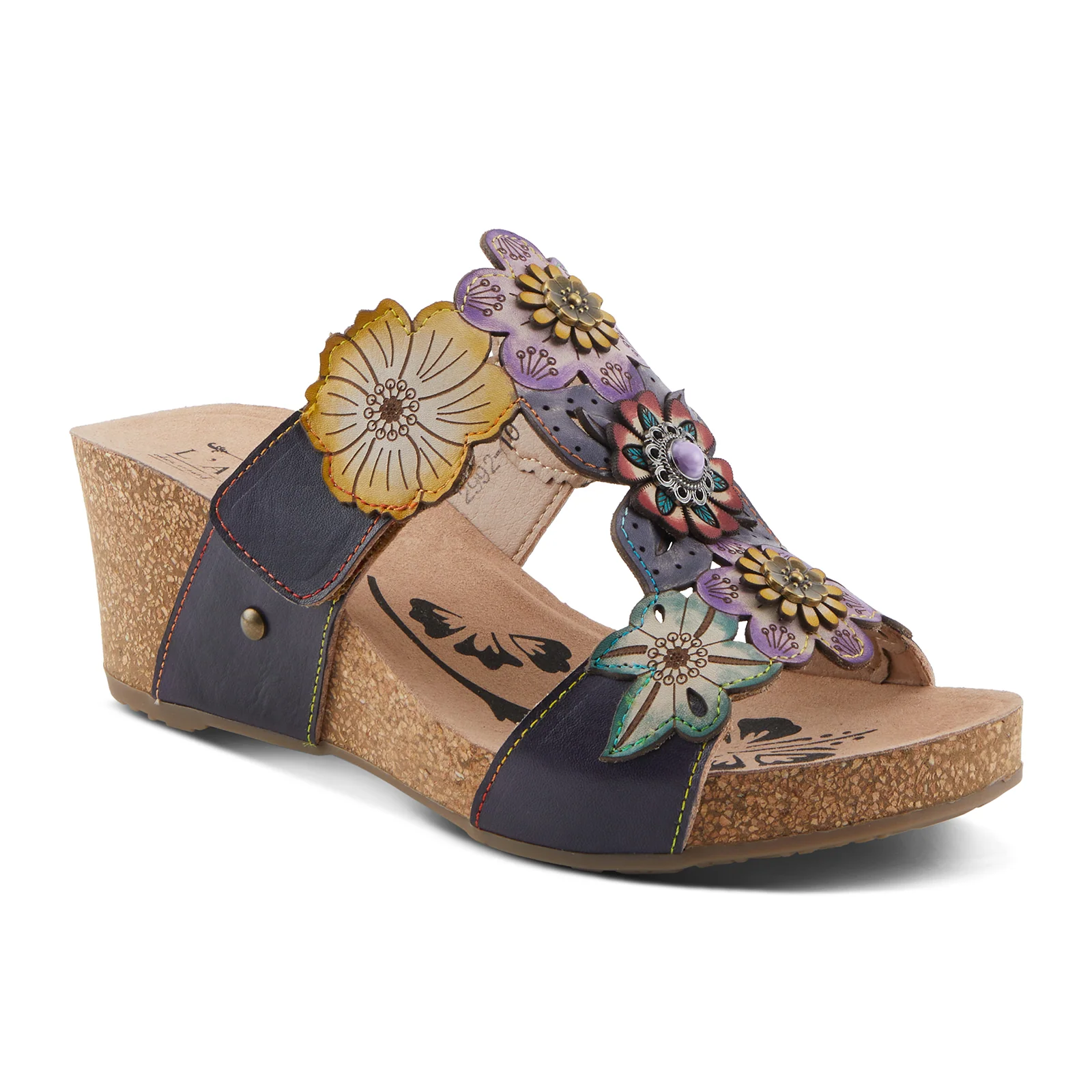 L'Artiste Prettypetals Wedge Sandal (Women) - Navy Multi - Image 3