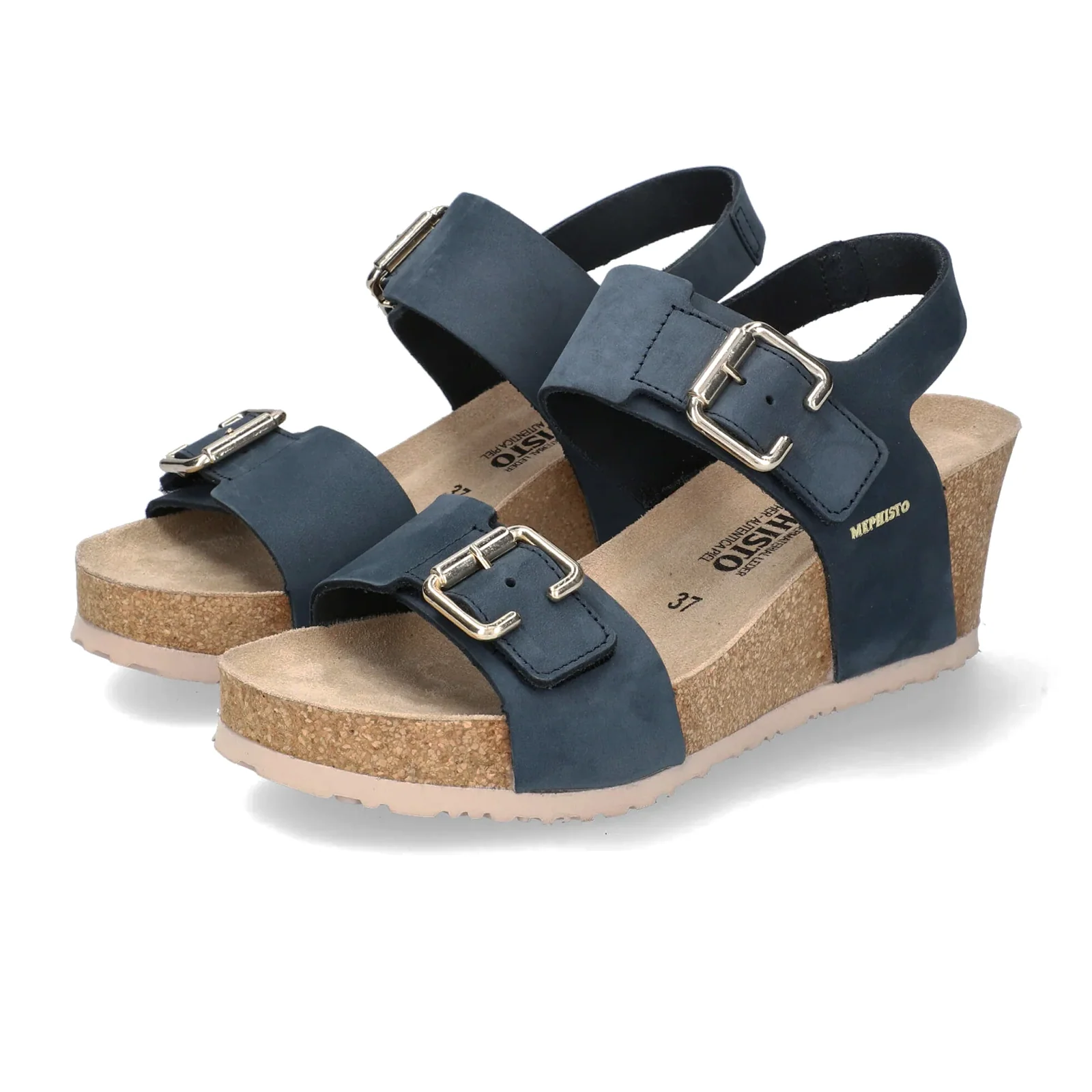 Mephisto Lissandra Wedge Sandal (Women) - Navy Sandalbuck - Image 2