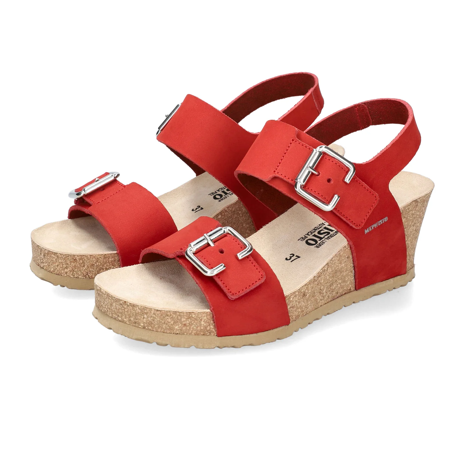 Mephisto Lissandra Wedge Sandal (Women) - Scarlet Sandalbuck - Image 2