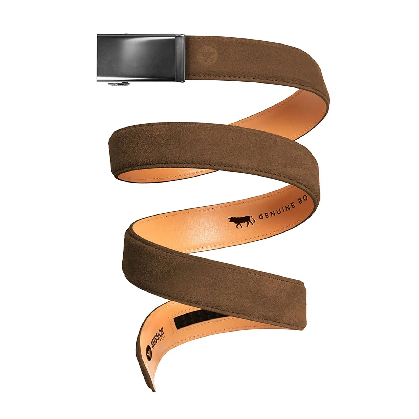 Mission Belts Suede Belt (Men) - Gun Metal/Rust Suede - Image 2