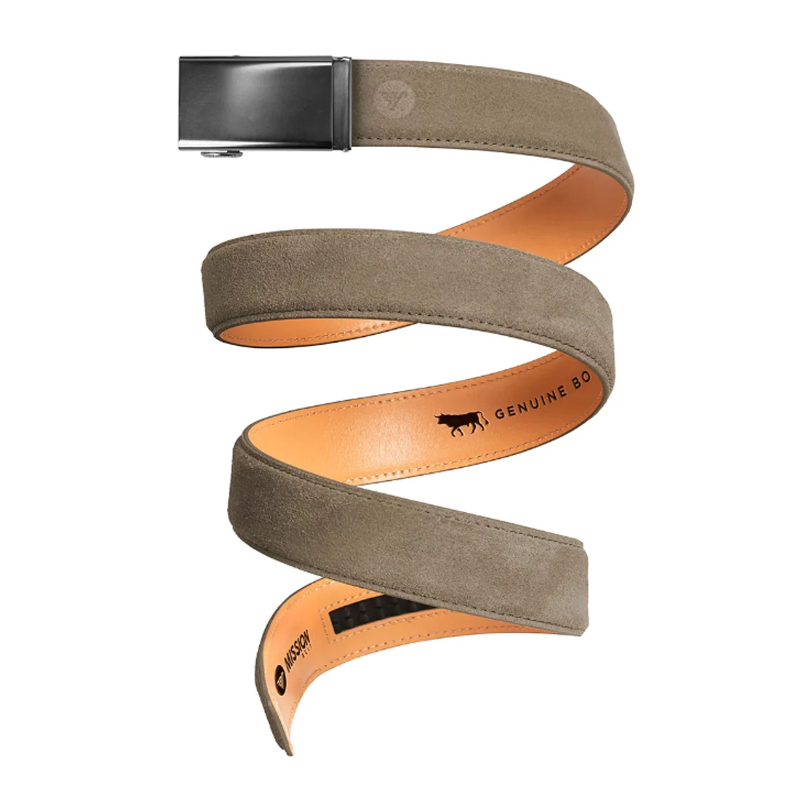 Mission Belts Suede Belt (Men) - Gunmetal/Taupe Suede - Image 2