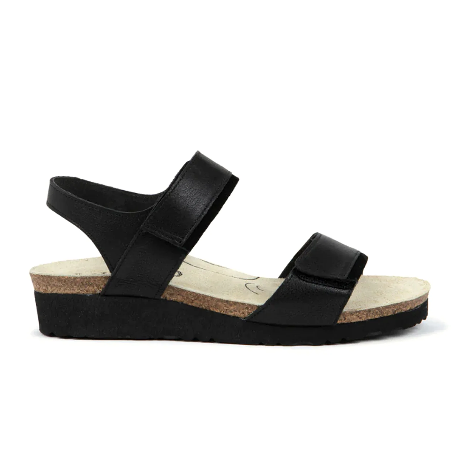 Naot Aisha Arch Pro Wedge Sandal (Women) - Black Leather/Black Suede
