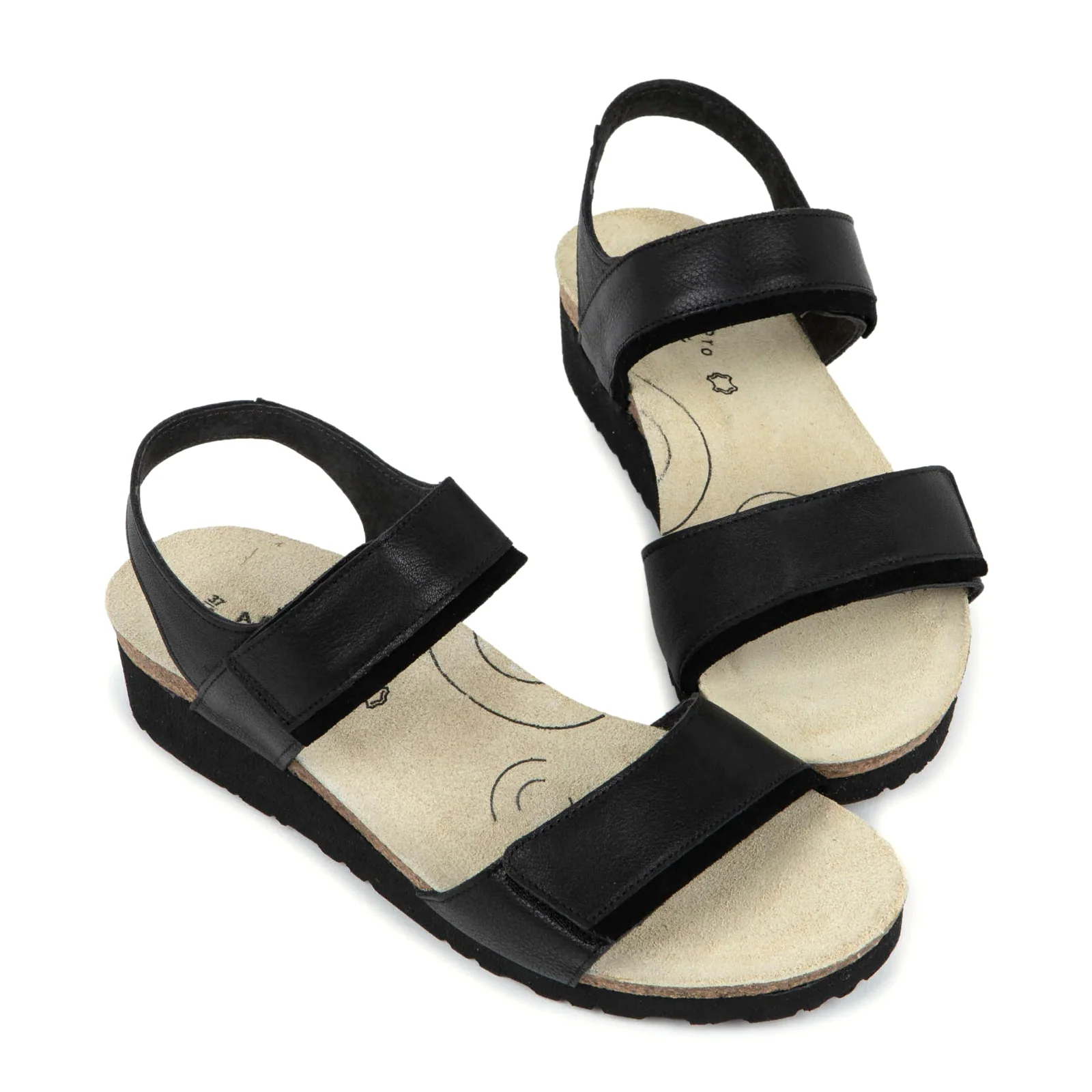 Naot Aisha Arch Pro Wedge Sandal (Women) - Black Leather/Black Suede - Image 3