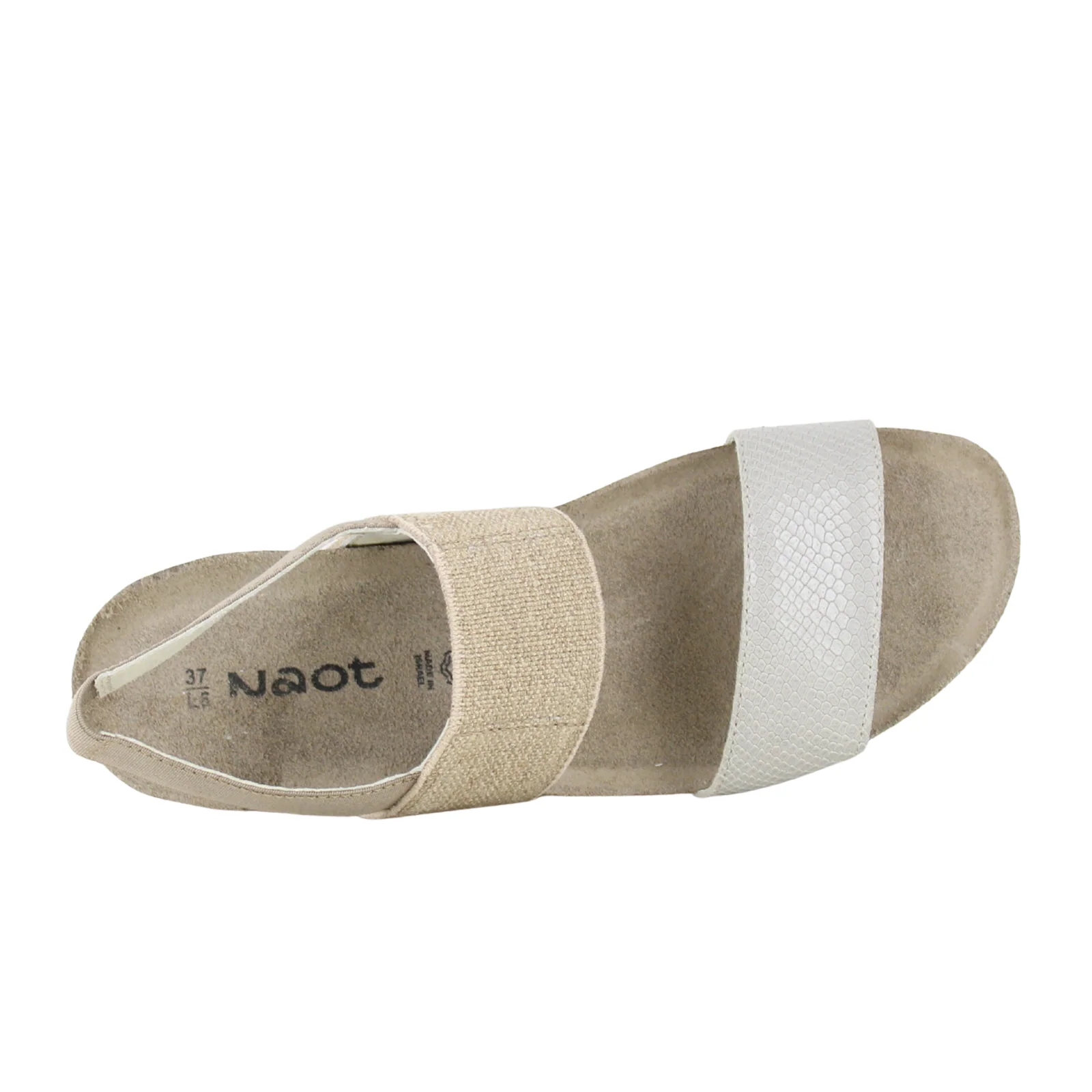 Naot Amy Wide Wedge Sandal (Women) - Beige Lizard Leather/Beige Elastic - Image 3