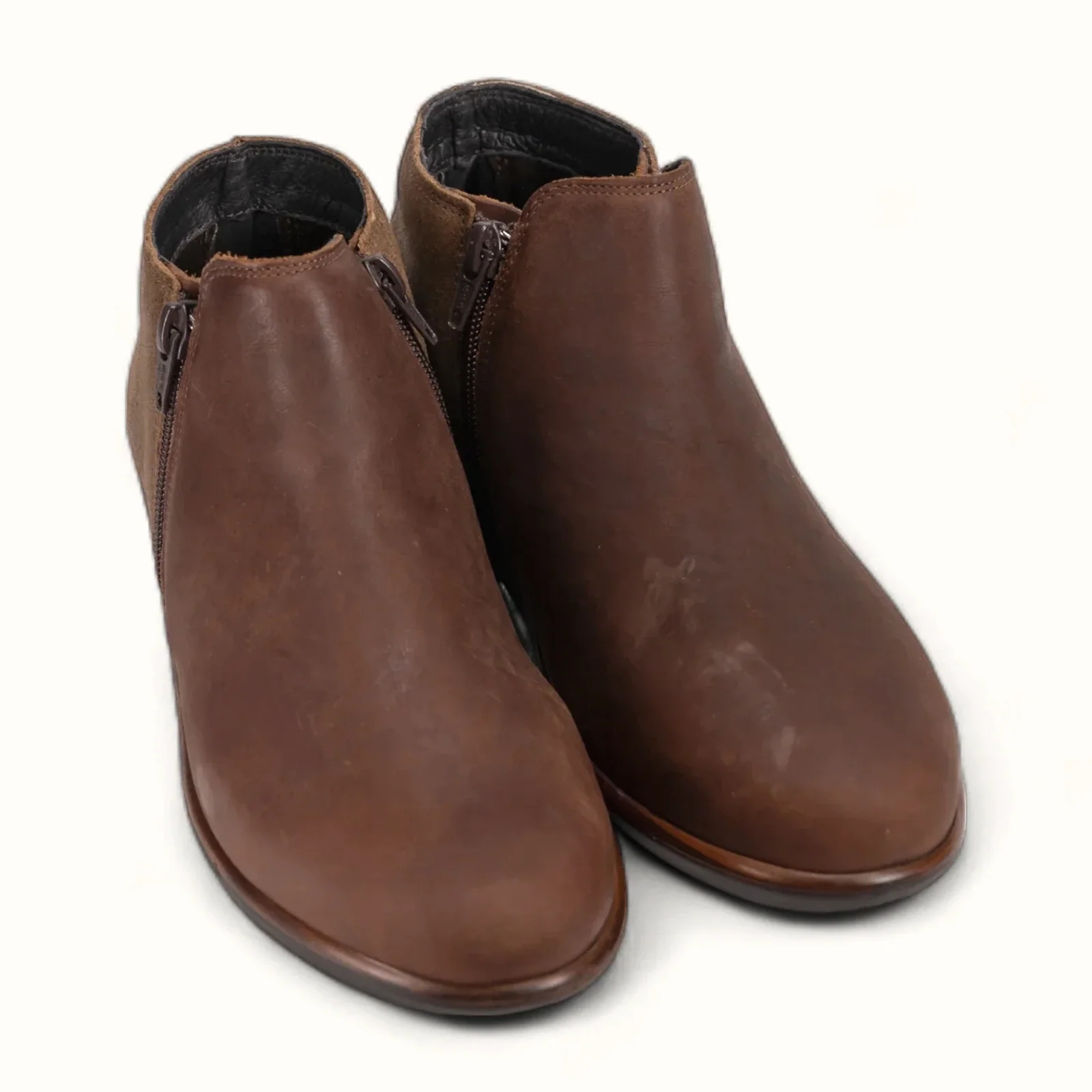 Naot Helm Ankle Boot (Women) - Soft Cognac Leather/Antique Brown Suede - Image 3