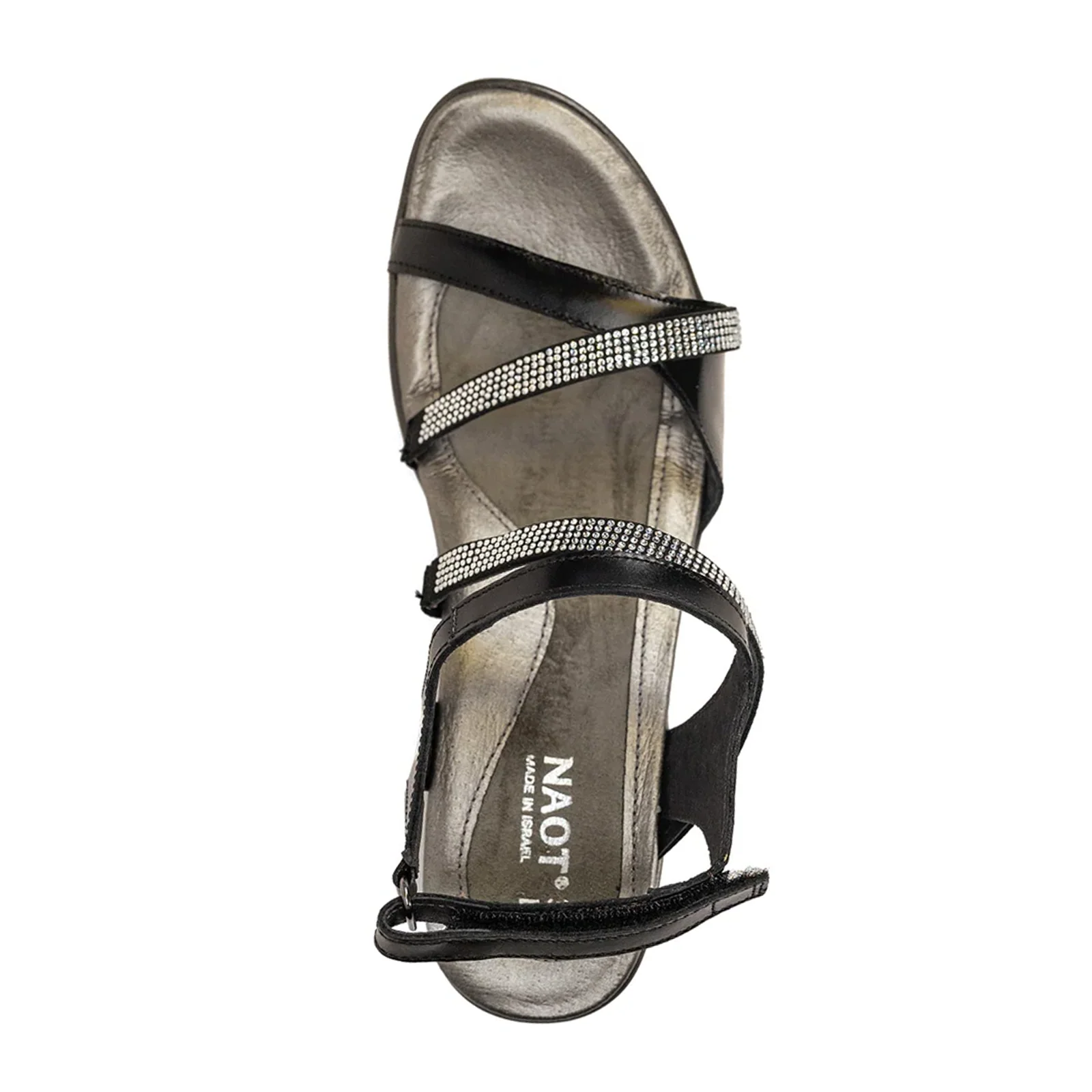 Naot Innovate Heeled Sandal (Women) - Black Madras Leather/Black/Clear Rhinestones - Image 3