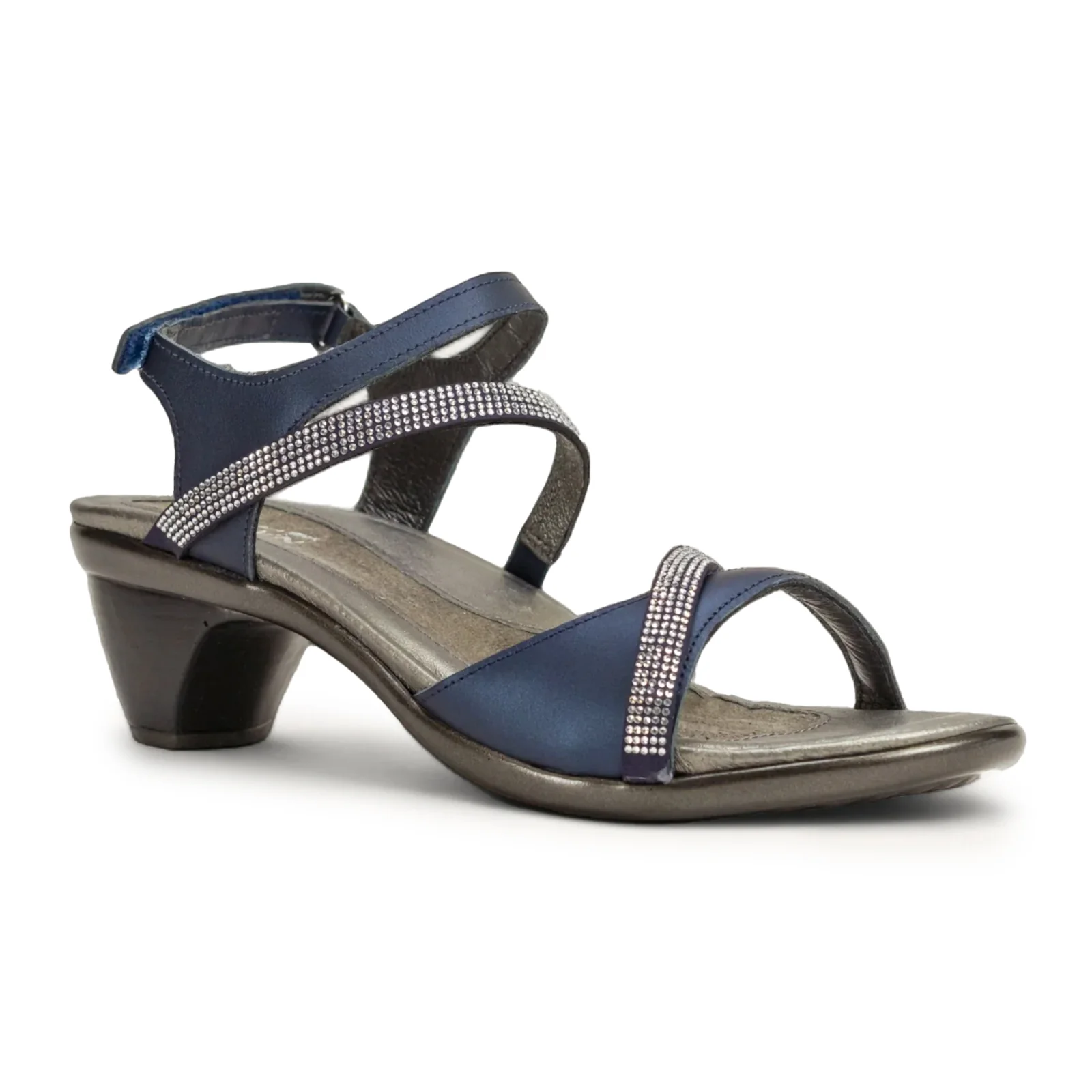 Naot Innovate Heeled Sandal (Women) - Polar Sea Leather/Navy/Clear Rhinestones - Image 2
