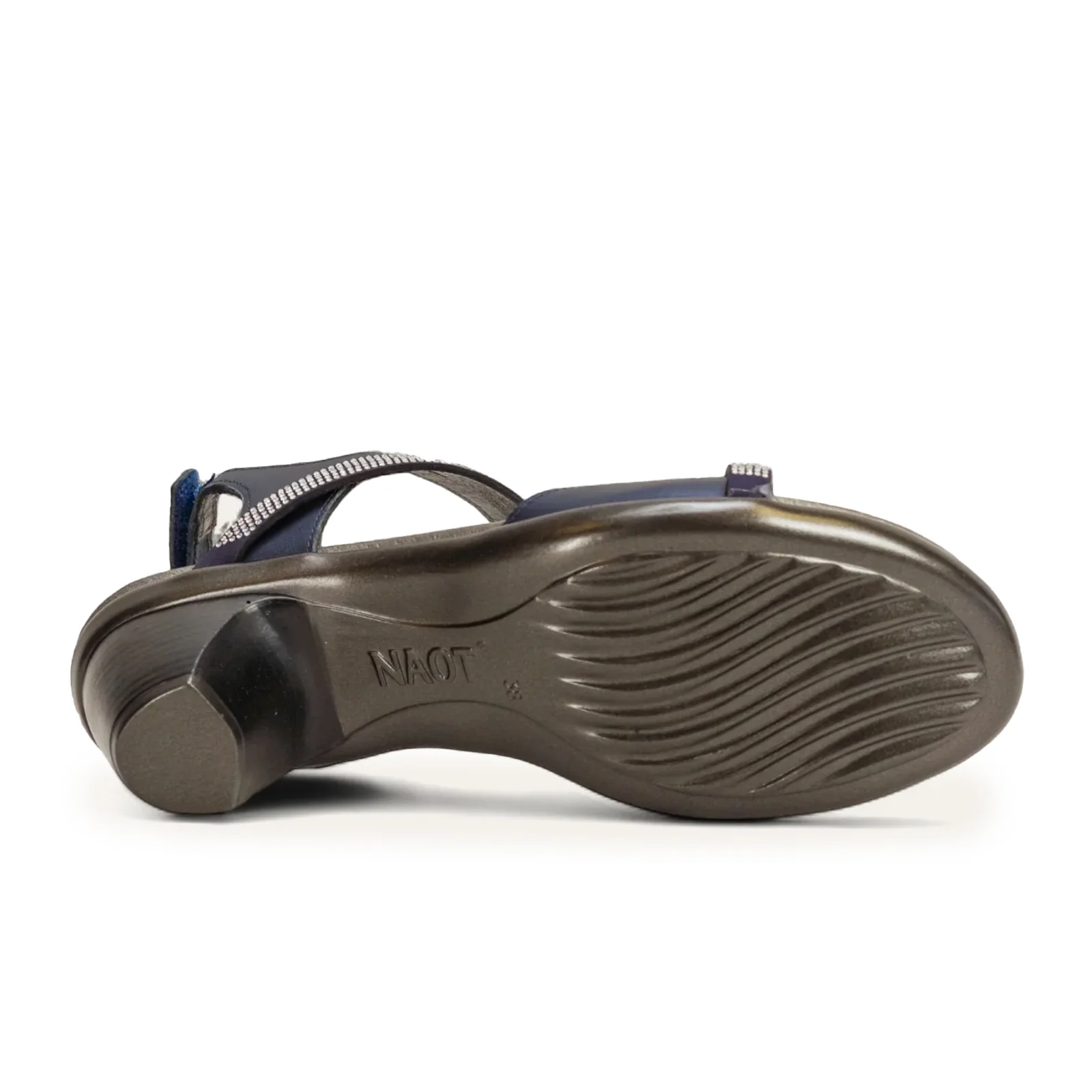 Naot Innovate Heeled Sandal (Women) - Polar Sea Leather/Navy/Clear Rhinestones - Image 4