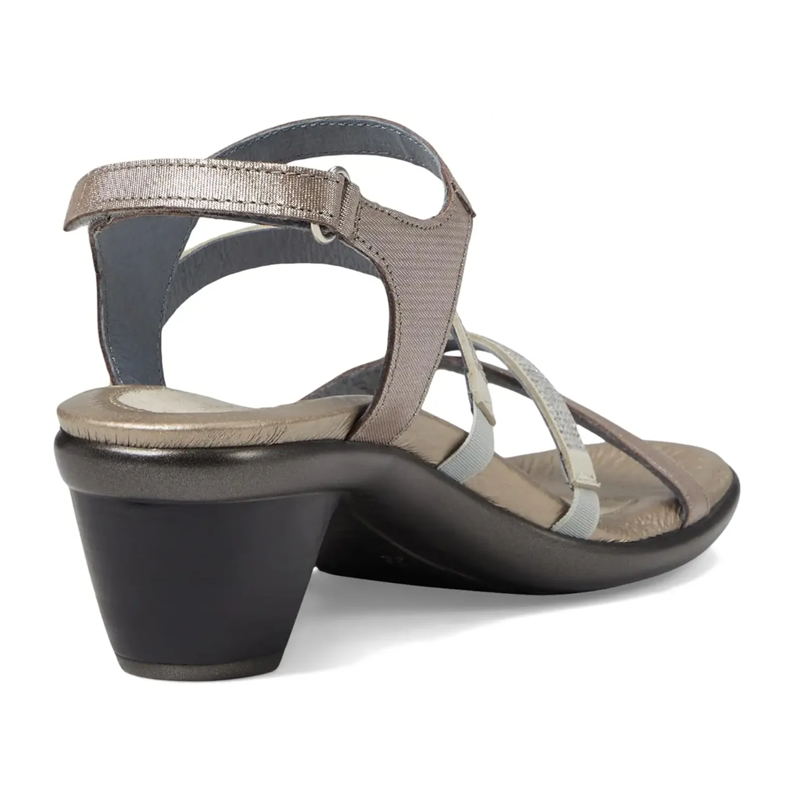 Naot Innovate Heeled Sandal (Women) - Silver Threads Leather/Beige/Clear Rhinestones - Image 3