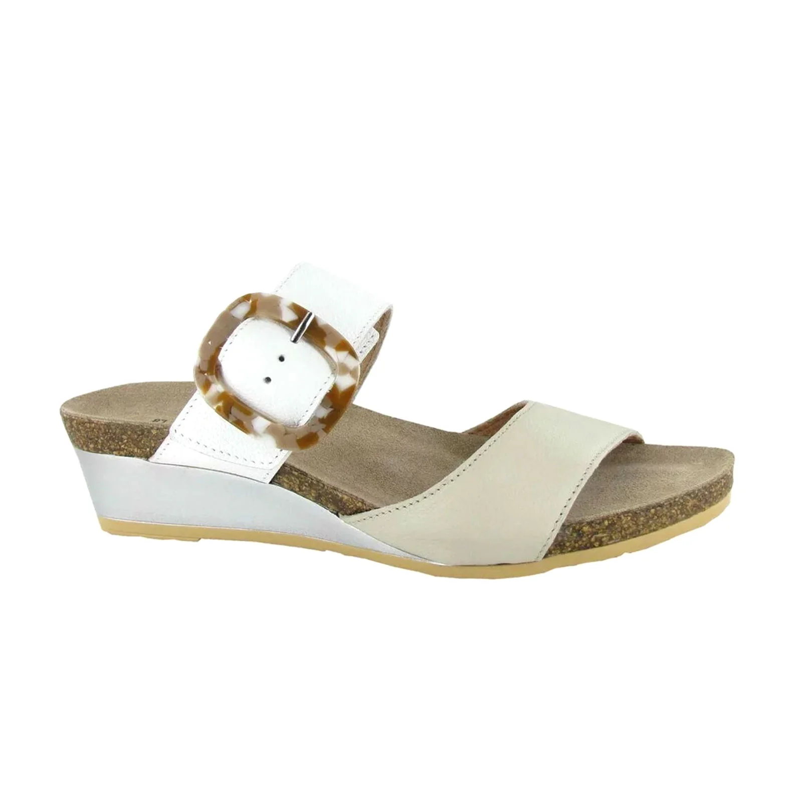 Naot Kingdom Wedge Sandal (Women) - Soft Ivory Leather/Soft White Leather