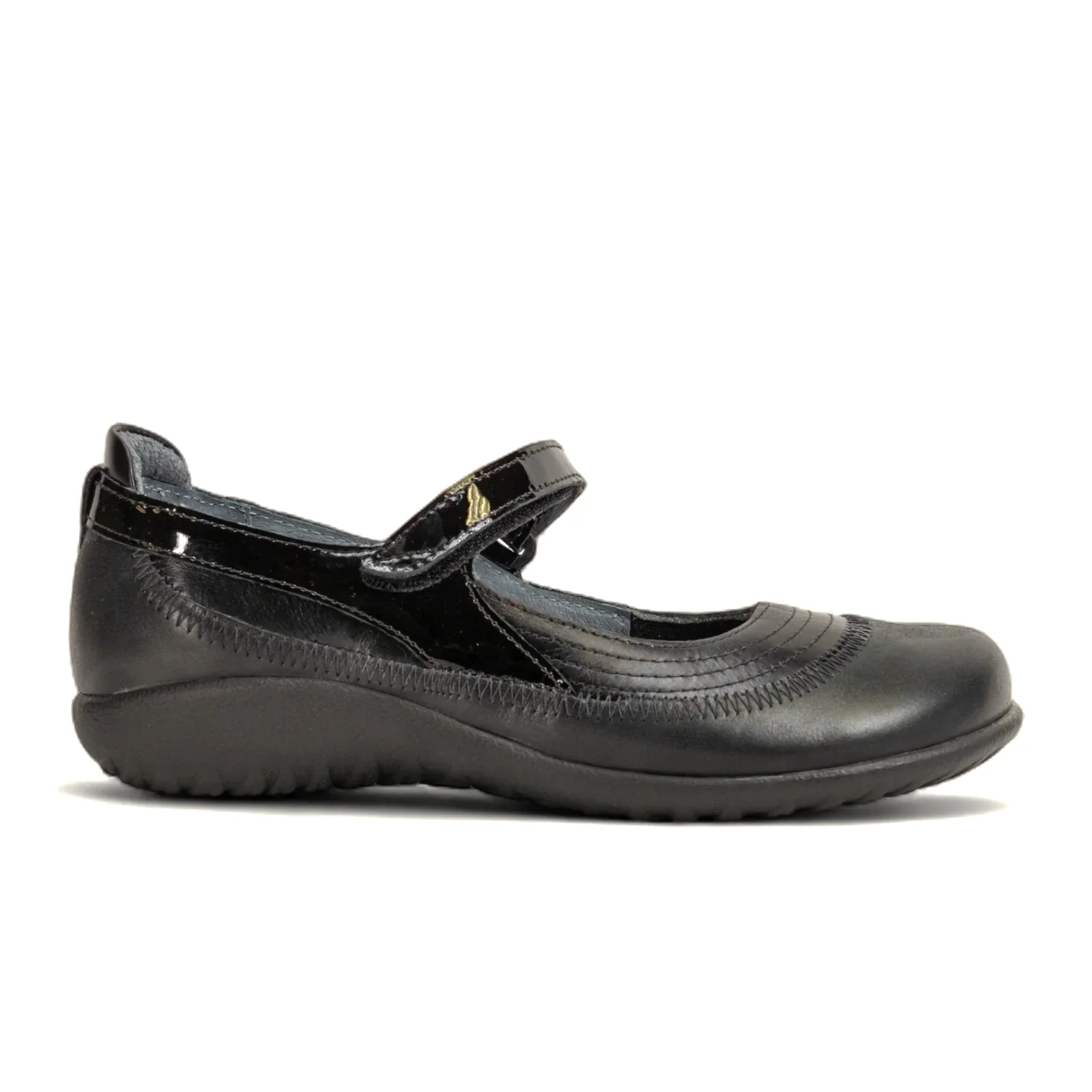 Naot Kirei Mary Jane (Women) - Shiny Black/Black Patent/Black Madras