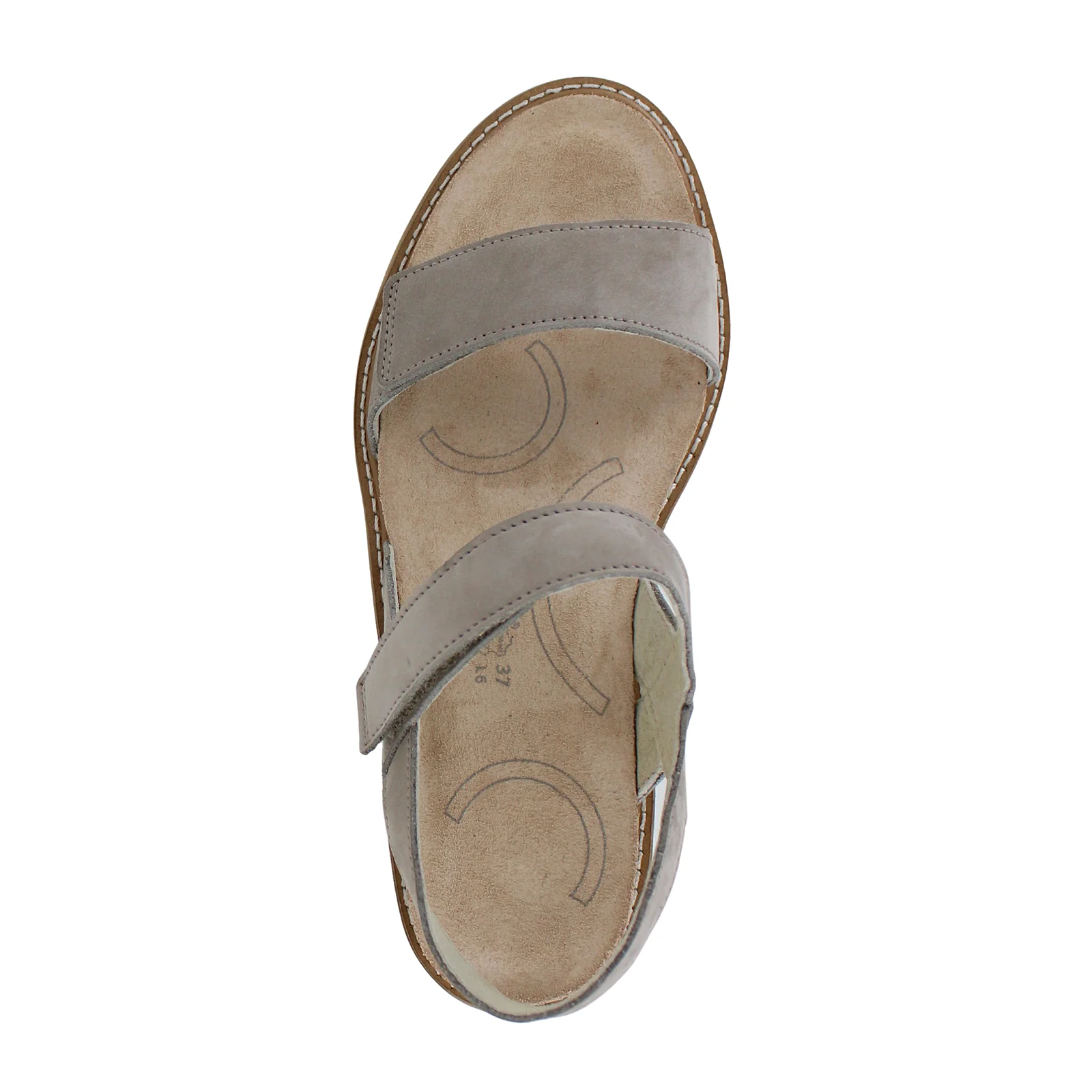 Naot Meringue Wedge Sandal (Woman) - Stone Nubuck with Off White Sole - Image 3
