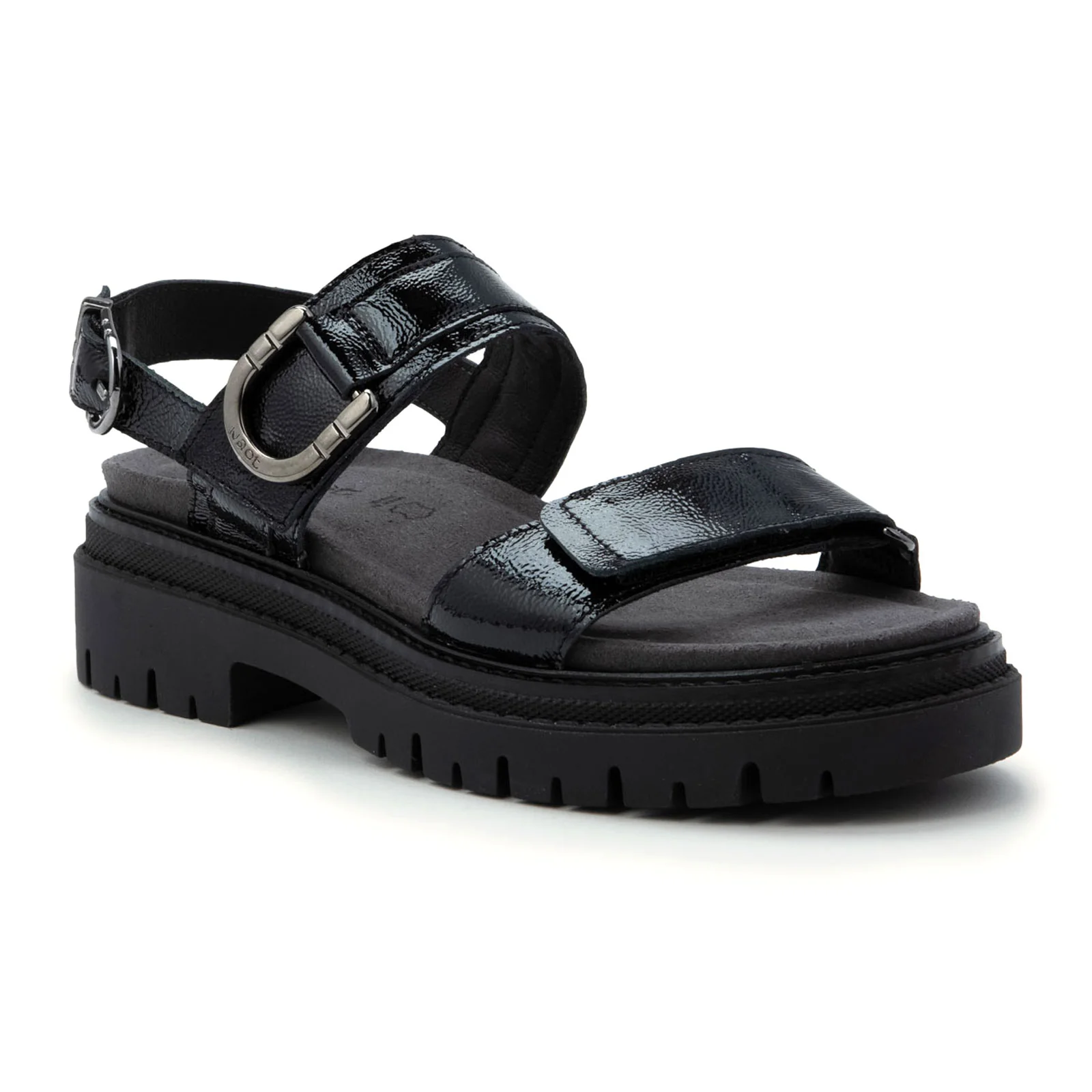 Naot Trinity Backstrap Sandal (Women) - Black Crinkle Patent Leather - Image 2