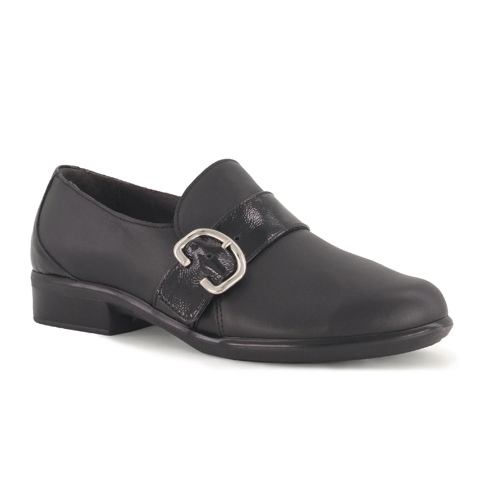 Naot Viscol Slip On (Women) - Jet Black Leather/Black Crinkle Patent Leather - Image 2