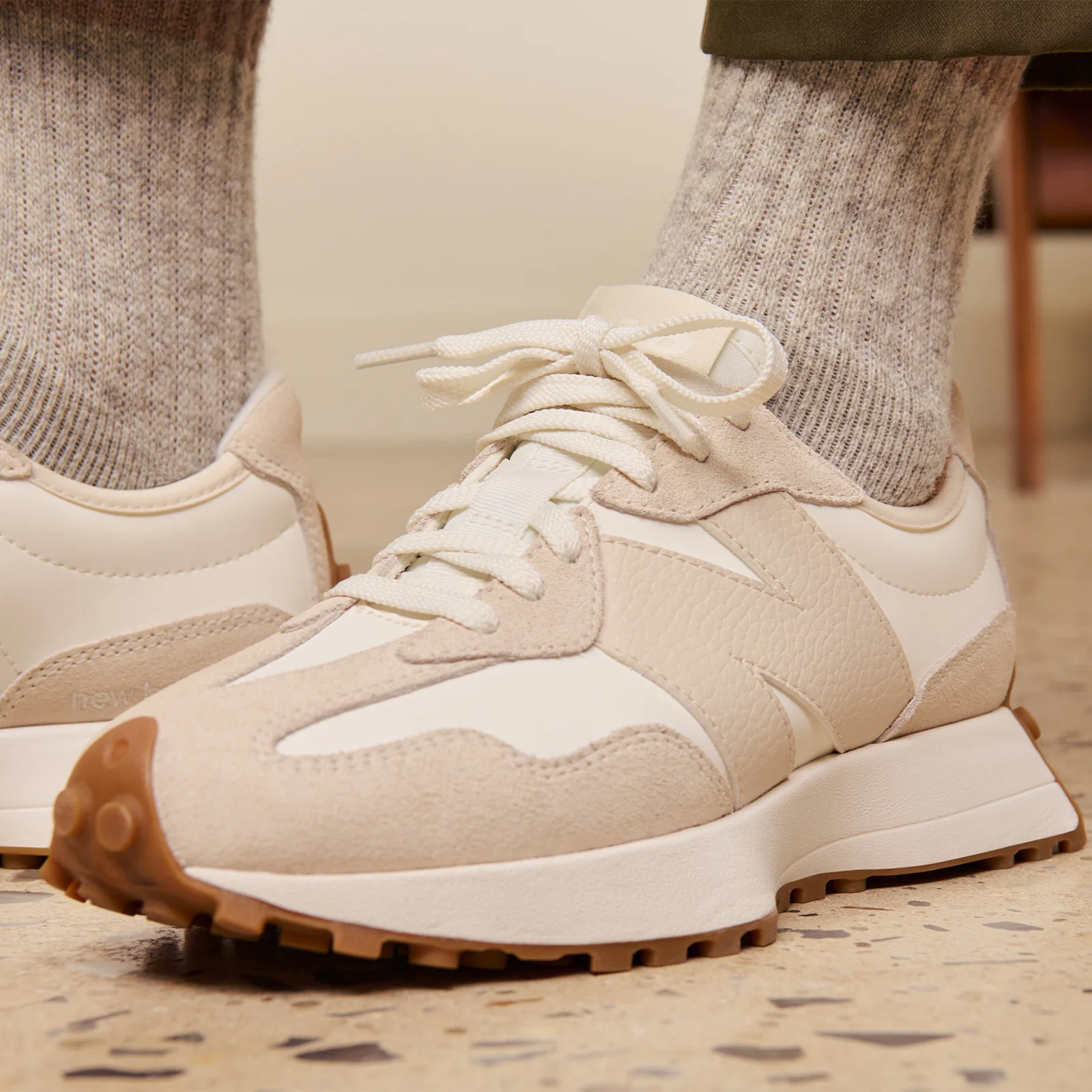 New Balance 327 Running Shoe (Women) - Linen/Sea Salt - Image 9