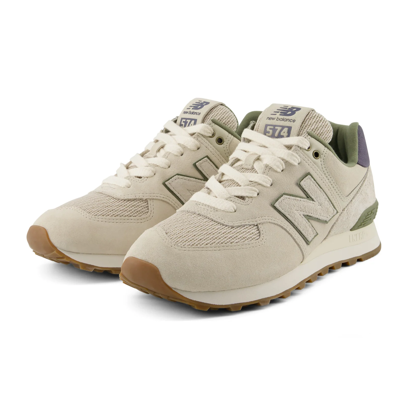New Balance 574 Sneaker (Unisex) - Timberwolf/Dark Olivine - Image 4