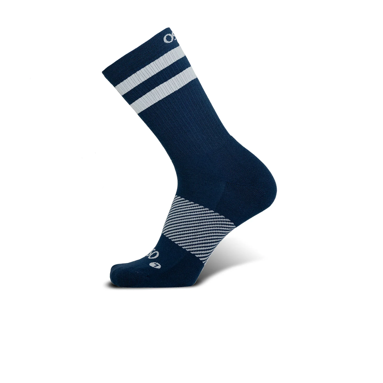 OS1st Wicked Comfort Crew Sock (Unisex) - Navy/Silver Stripes - Image 2