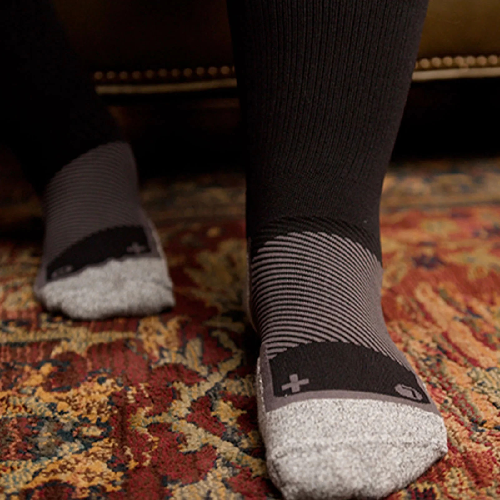 OS1st WP4+ Wide Wellness Performance No Show Sock (Unisex) - Black - Image 6