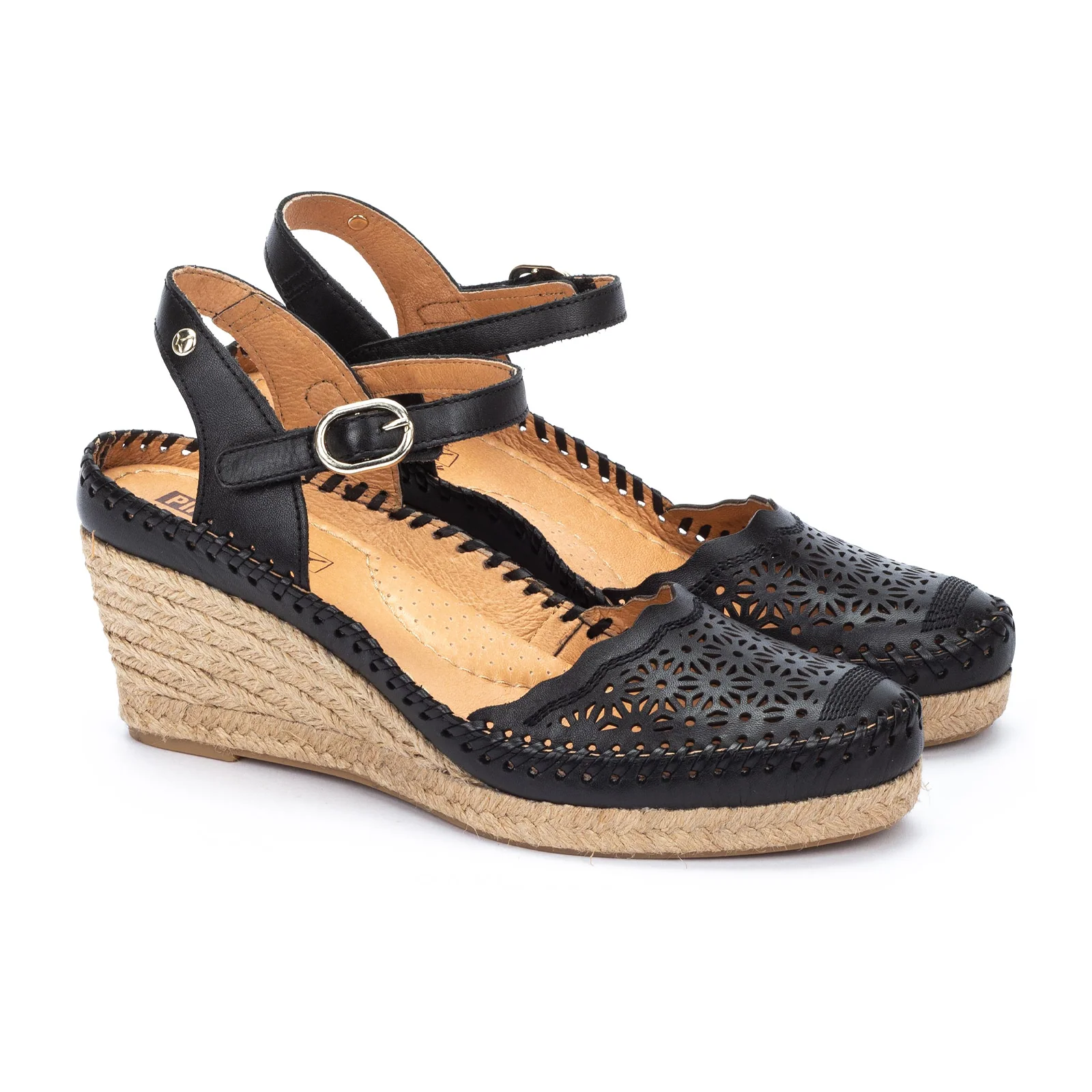 Pikolinos Vila W9Y-1508 Wedge Sandal (Women) - Black Leather - Image 2